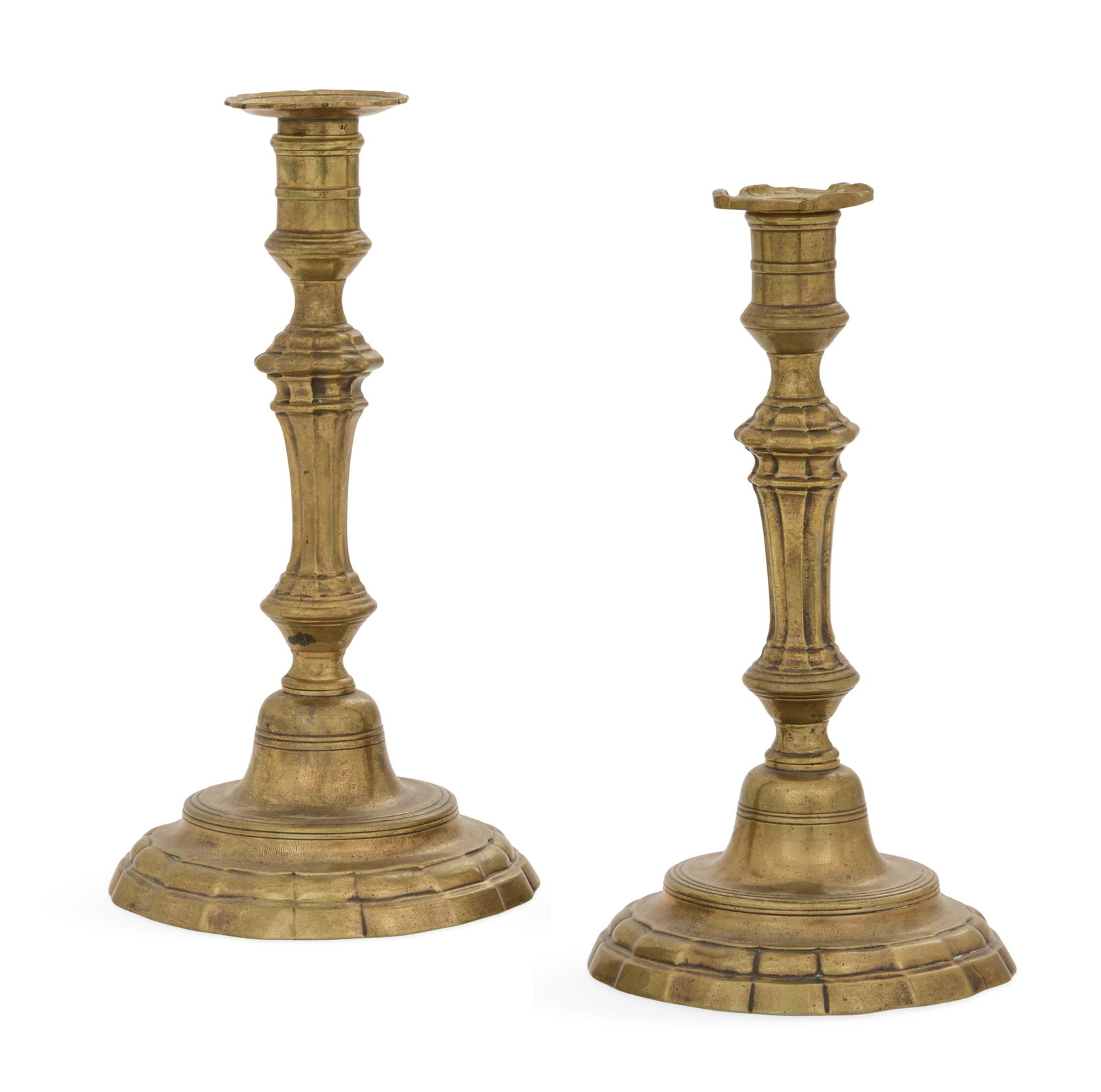 Pair of French Louis XV Brass Candlesticks (1 of 2)