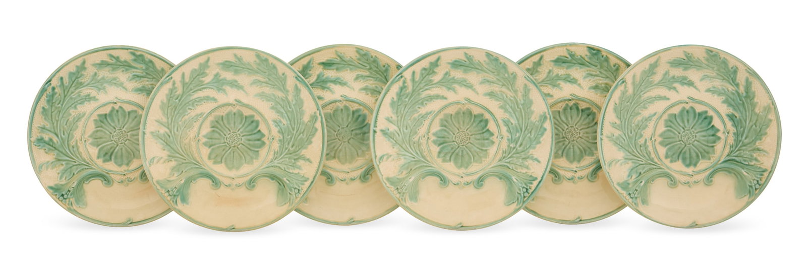 Set of Six French Majolica Artichoke Plates (1 of 2)
