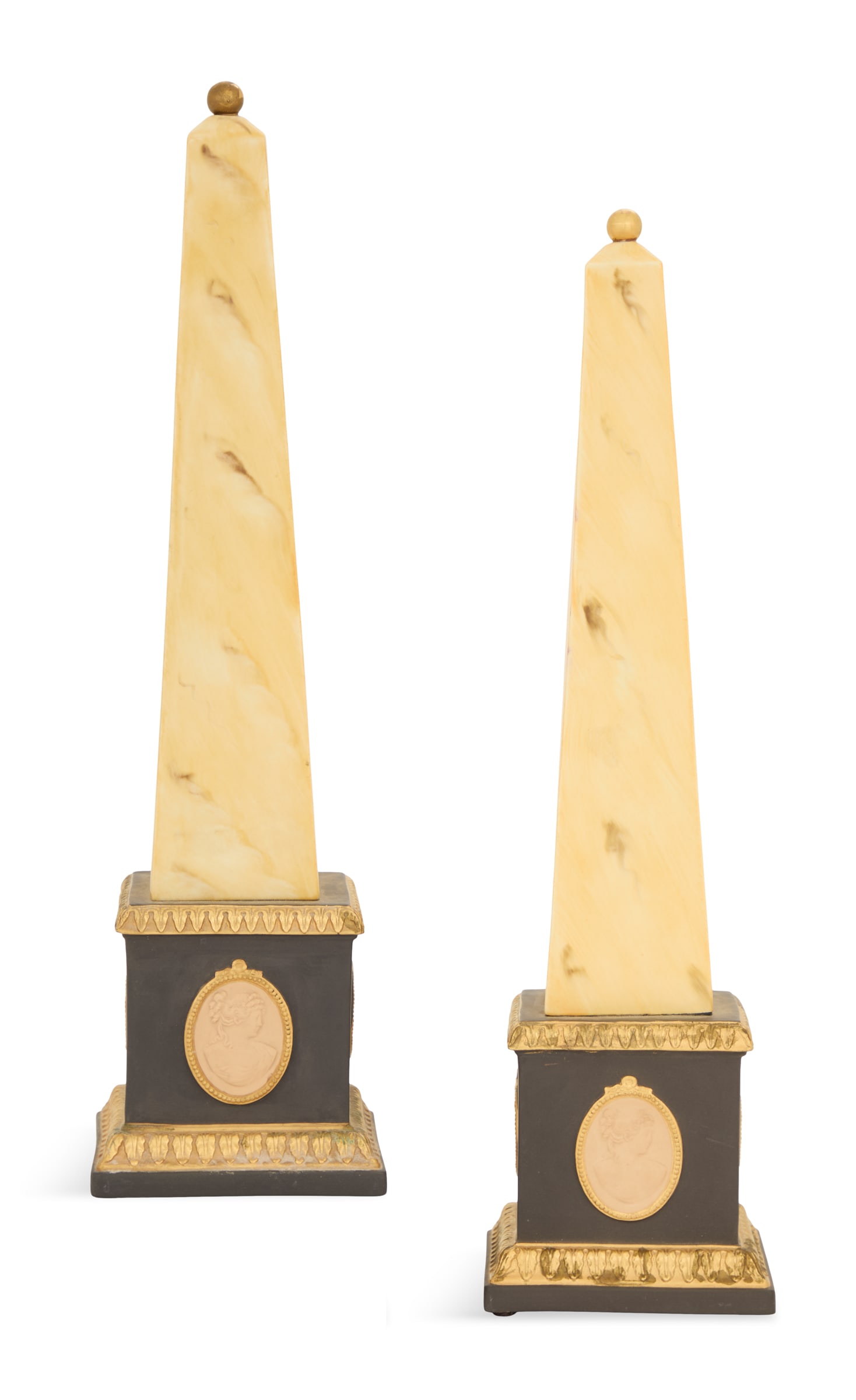Pair of Italian Mottahedeh Stoneware Obelisks (1 of 4)
