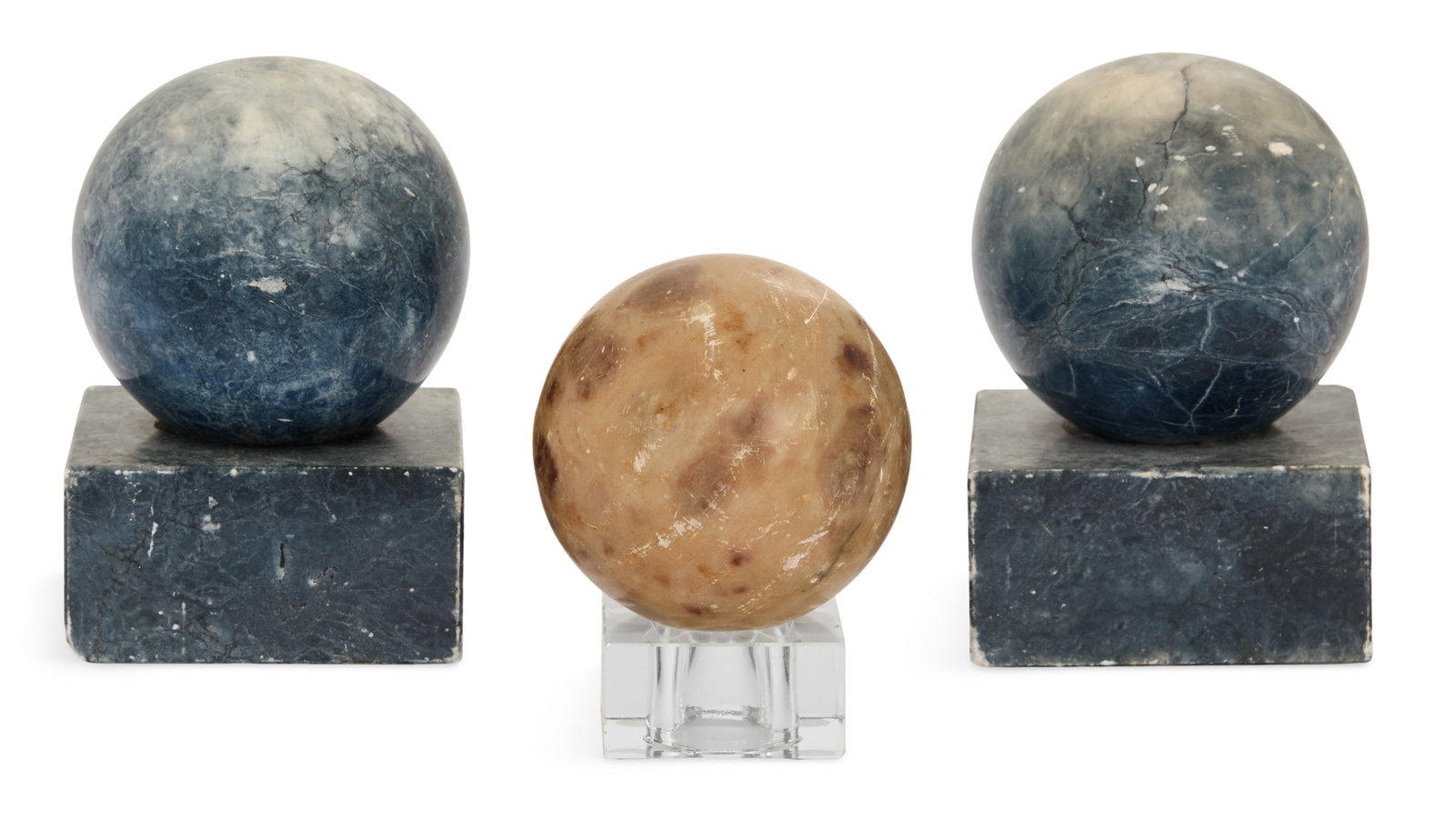Collection of Three Stone Spheres on Stands (1 of 2)