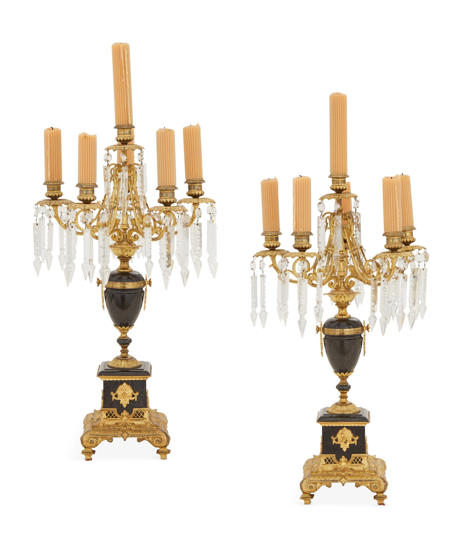 Pair of Gilt-Bronze and Marble Candelabra (1 of 2)