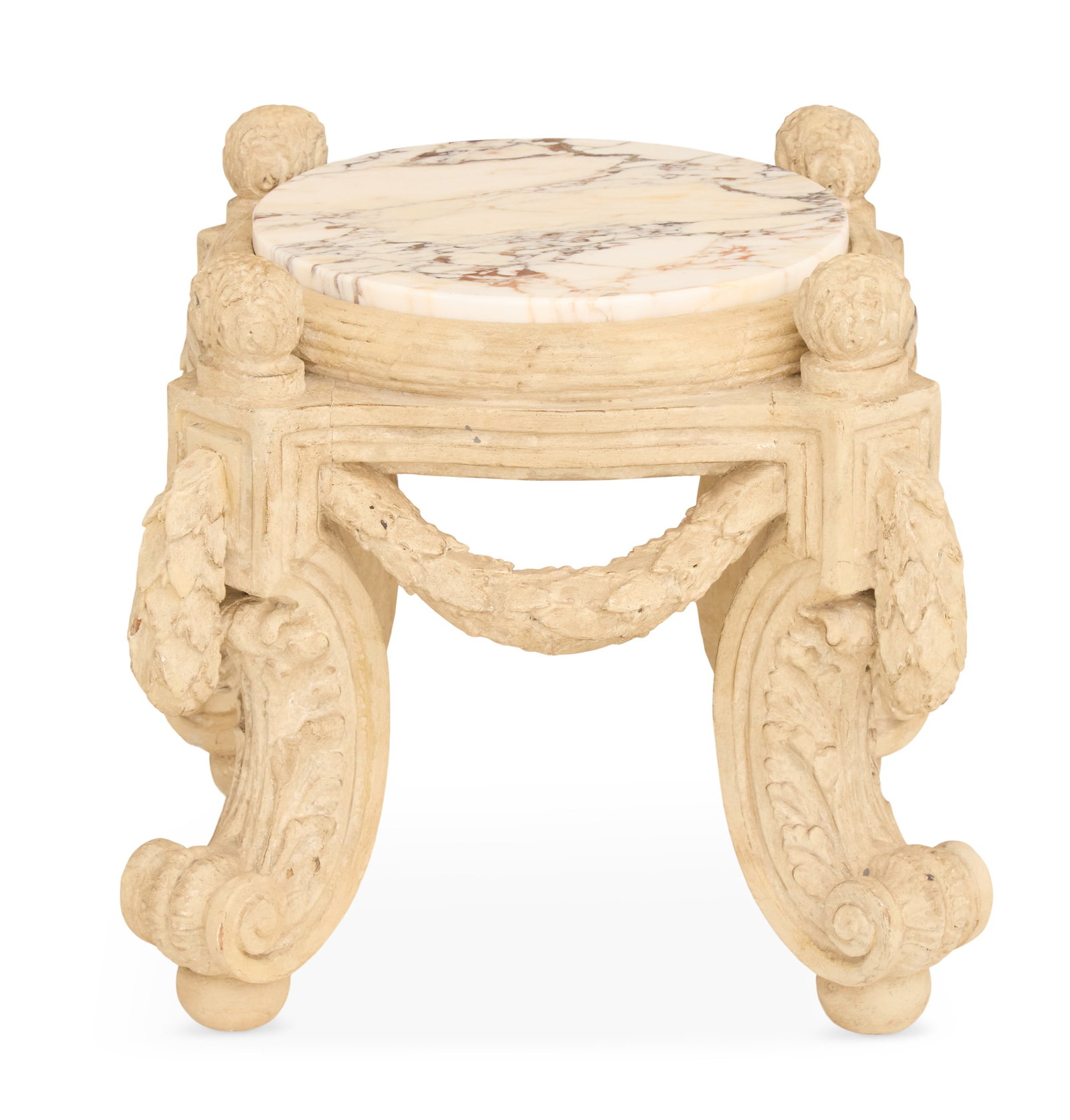 French Polychrome and Marble-Top Tabouret (1 of 3)