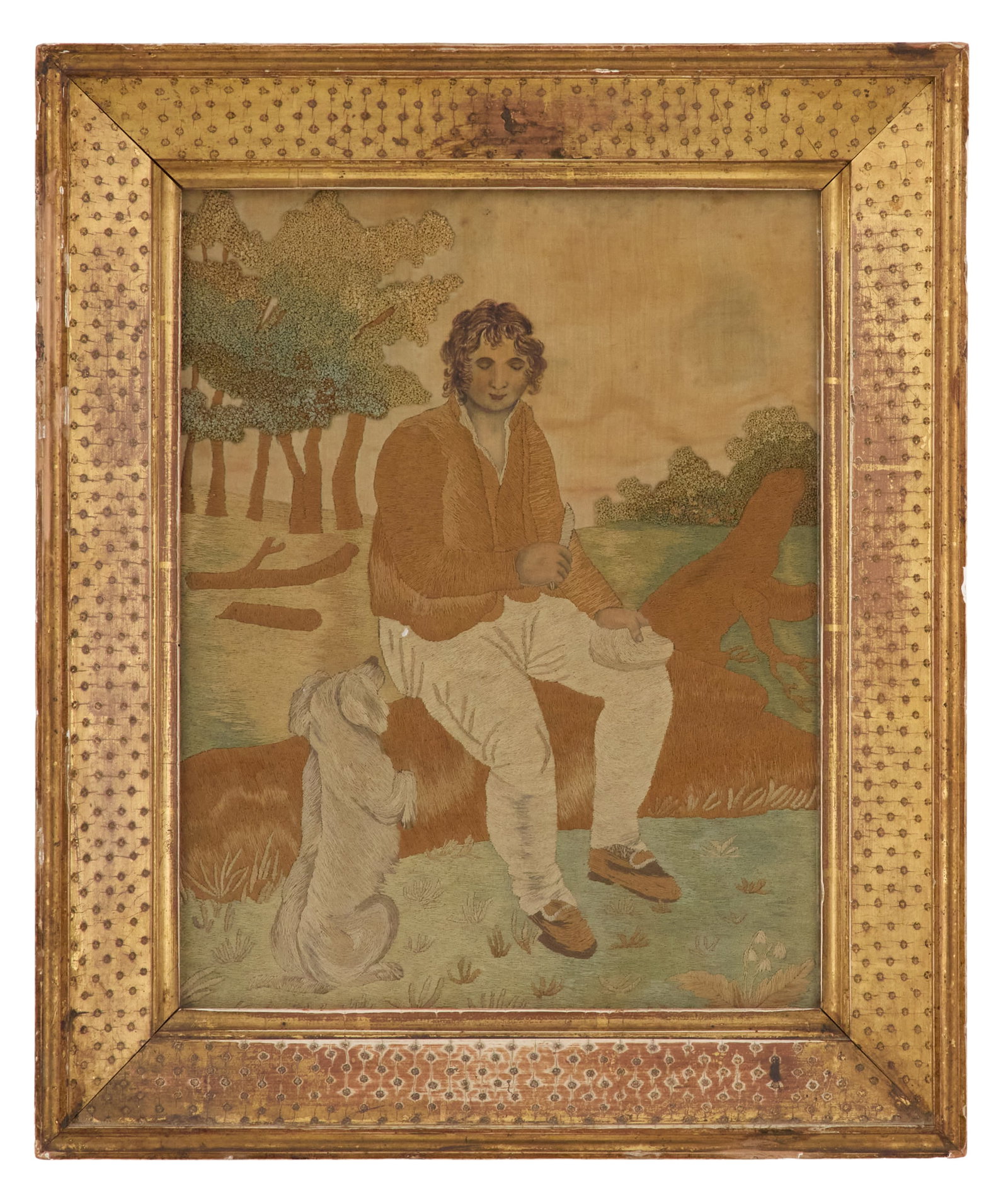 English Needlework of a Man and His Dog (1 of 2)