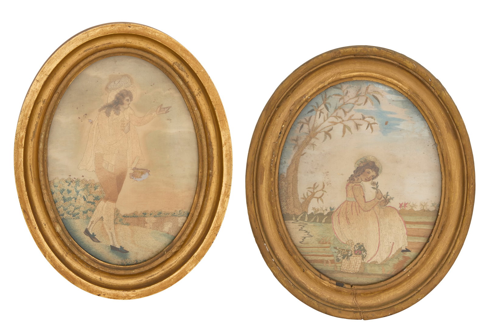 Two George III Oval Needlework Pictures (1 of 2)