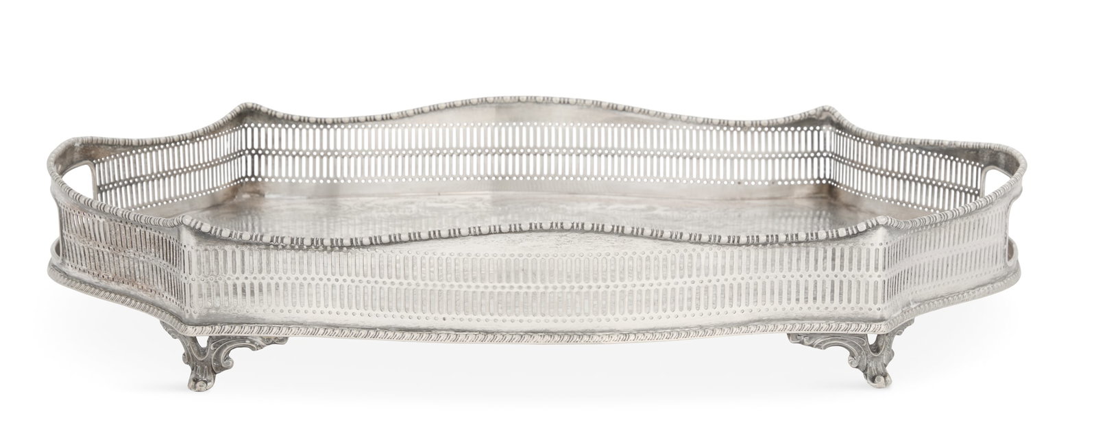 English Silverplate Galleried Drinks Tray (1 of 3)