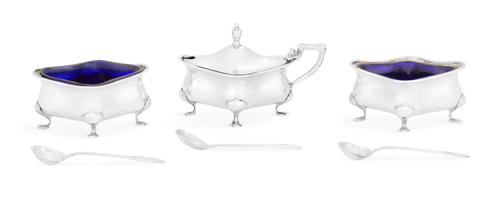 Cased George V Sterling Silver Condiment Set (1 of 5)