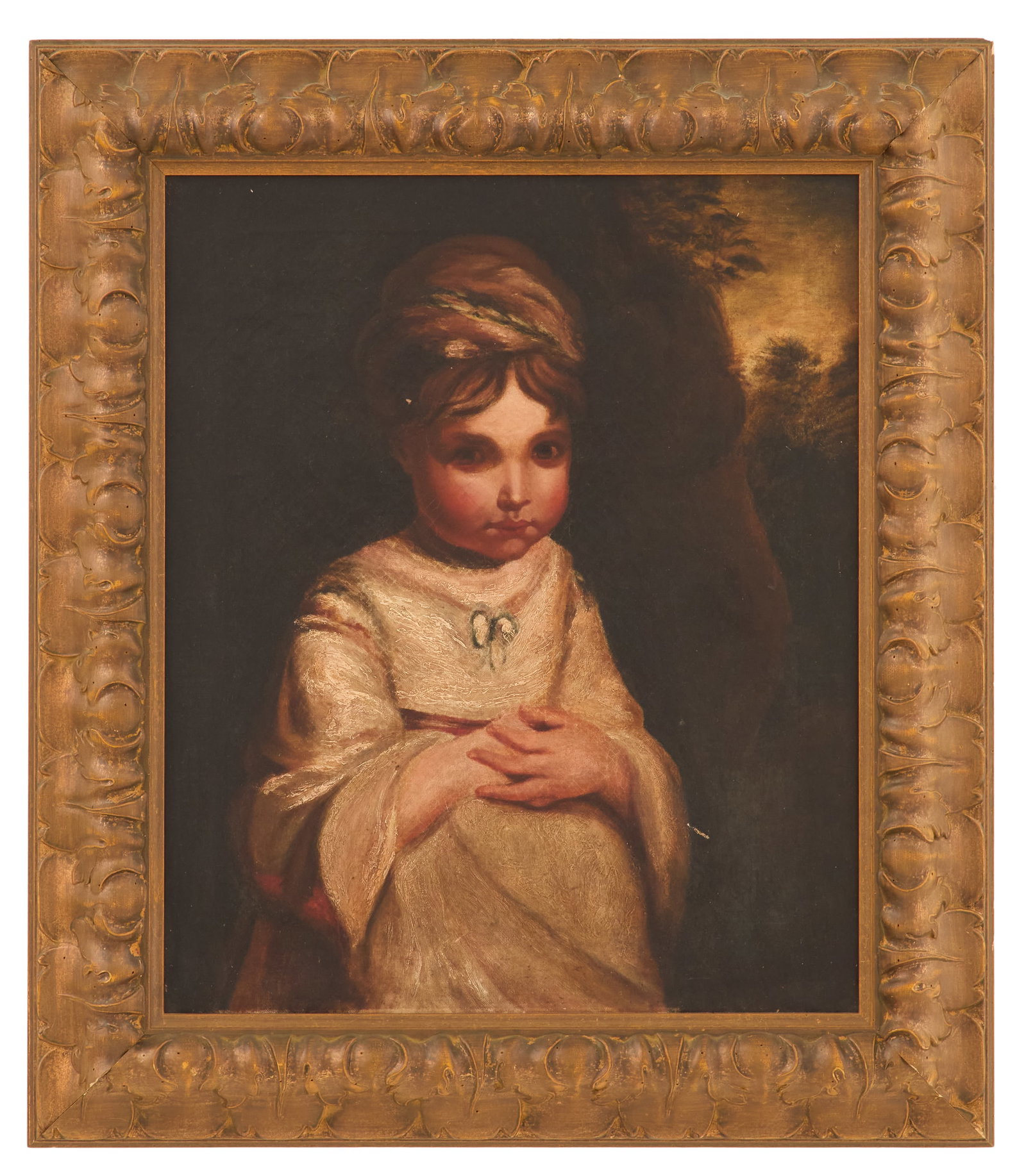 British School (19th Century): British School 19th Century "Portrait of a Young Girl" oil on canvas unsigned, a "Winsor and Newton, London" supplier's stencil en verso. Framed. 24" x 20", framed 37-1/4" x 31-1/2" Provenance: Kevin 