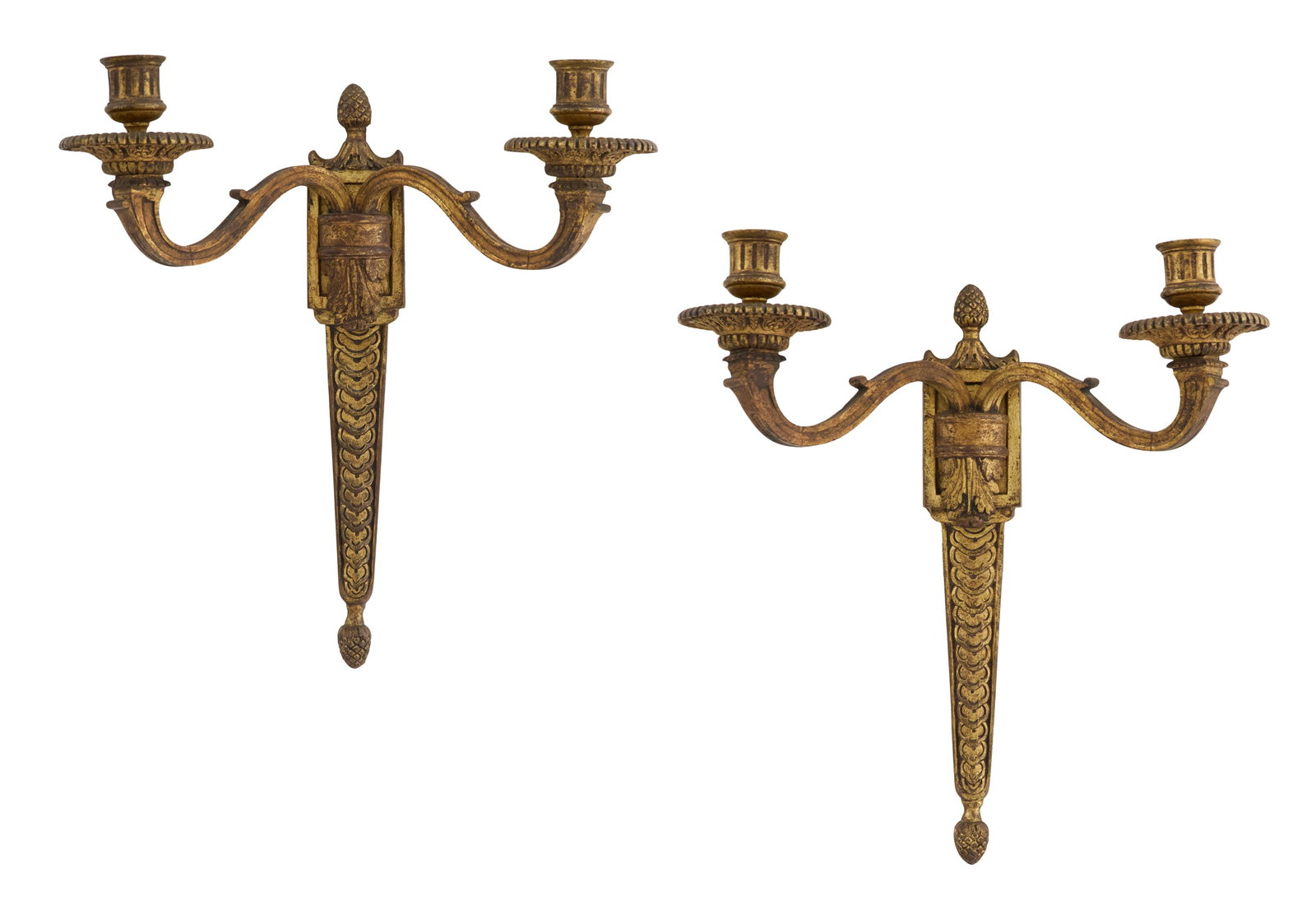 Pair of French Gilt-Bronze Two-Light Sconces (1 of 5)