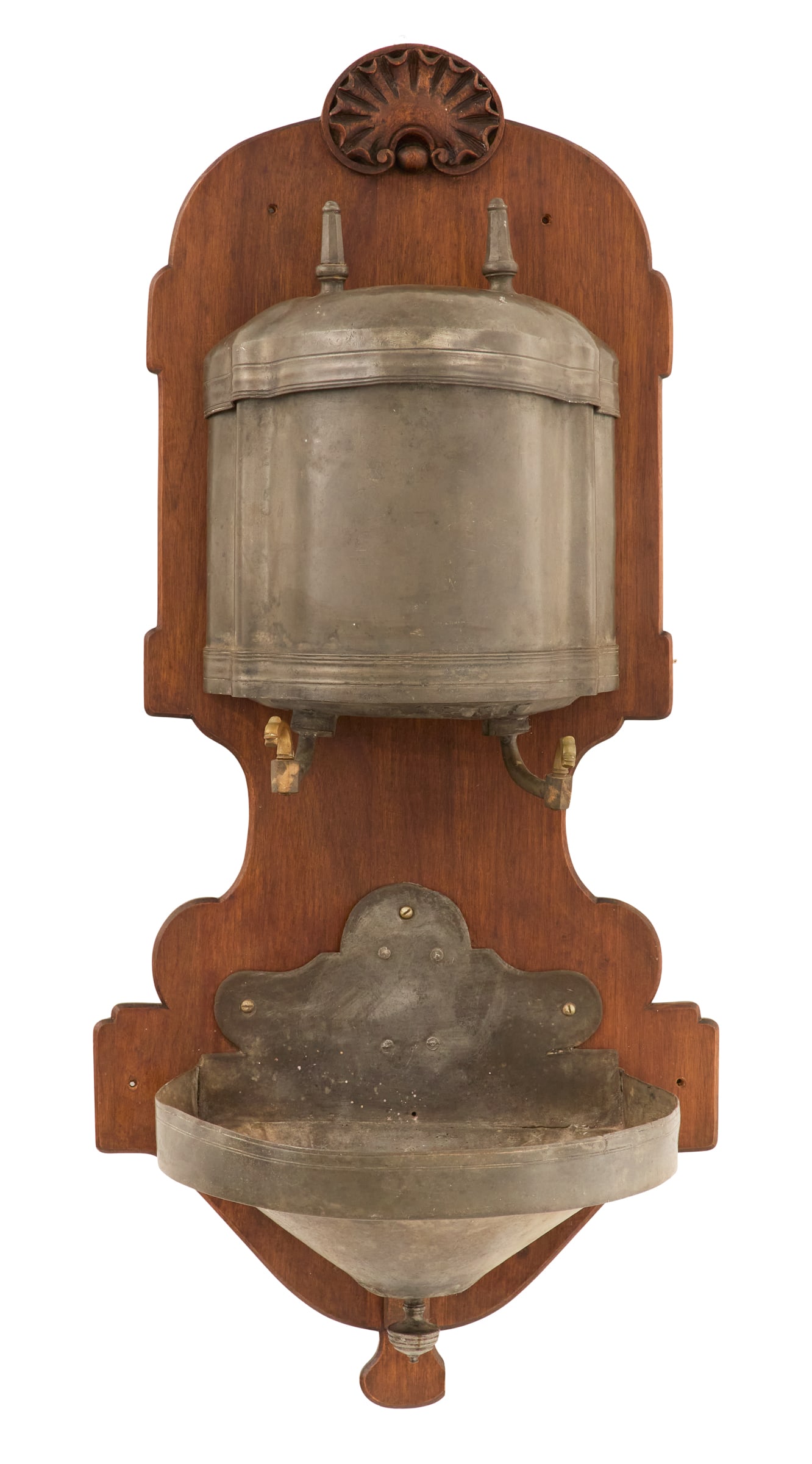 French Pewter, Brass and Walnut Lavabo (1 of 2)