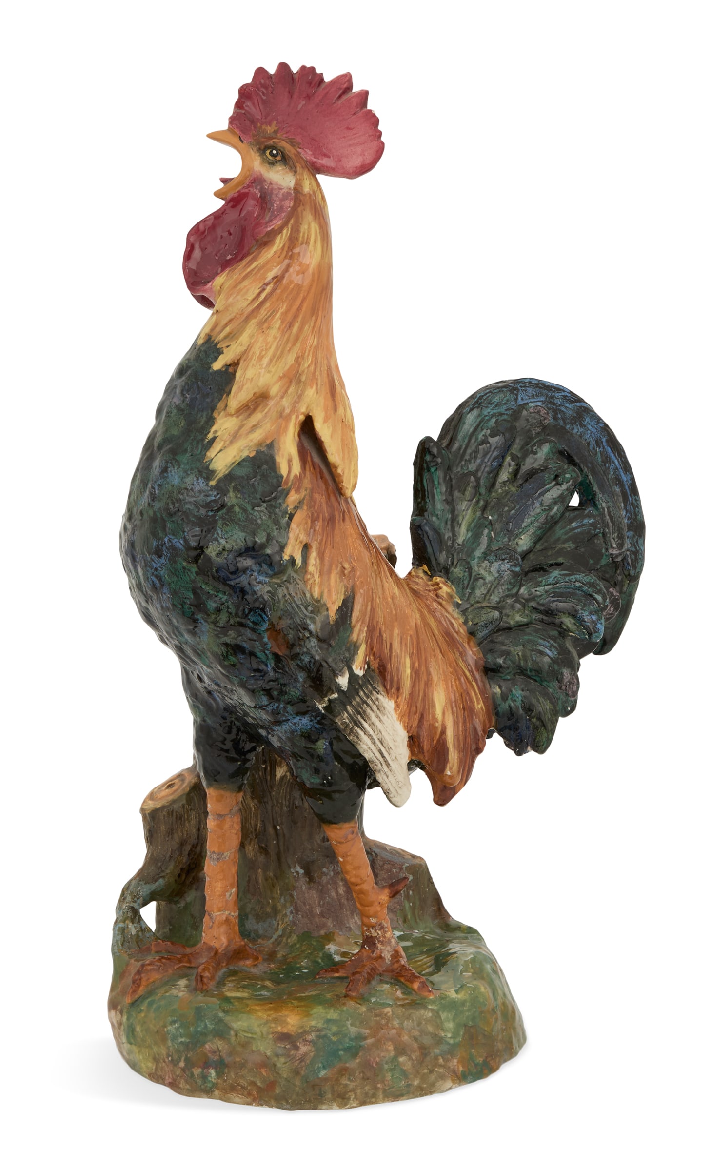 French Majolica Cockerel-Form Vase (1 of 2)