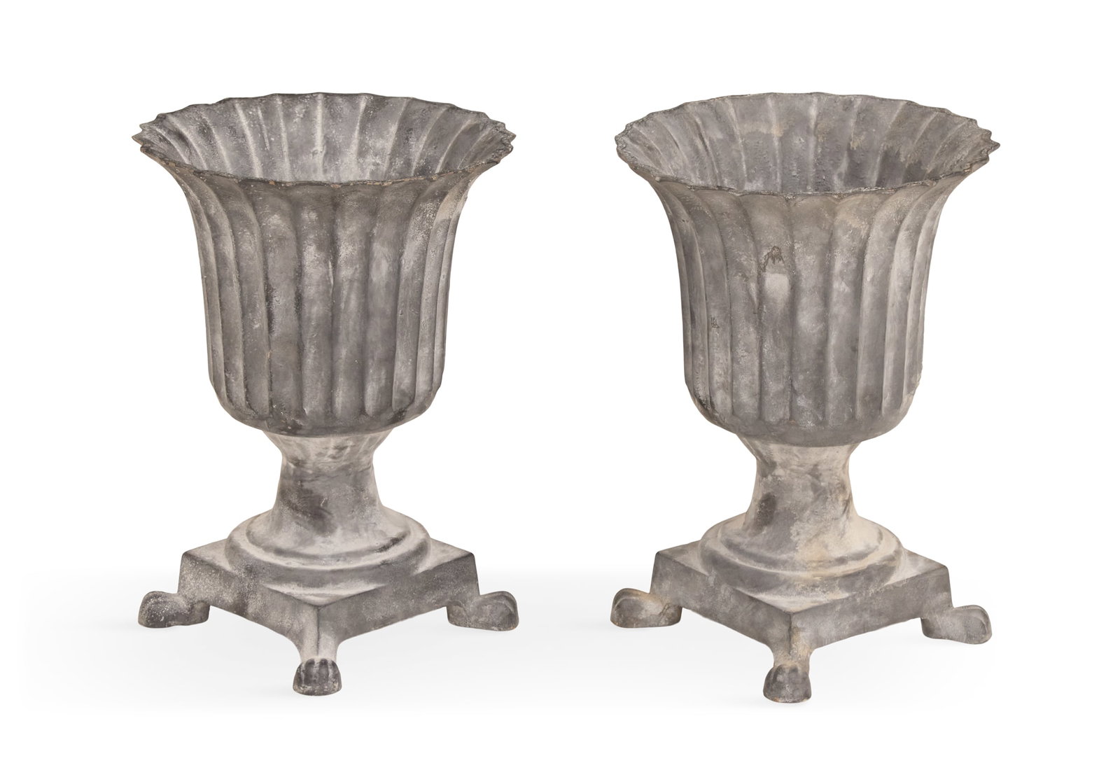 Pair of Small Cast-Iron Garden Urns (1 of 2)