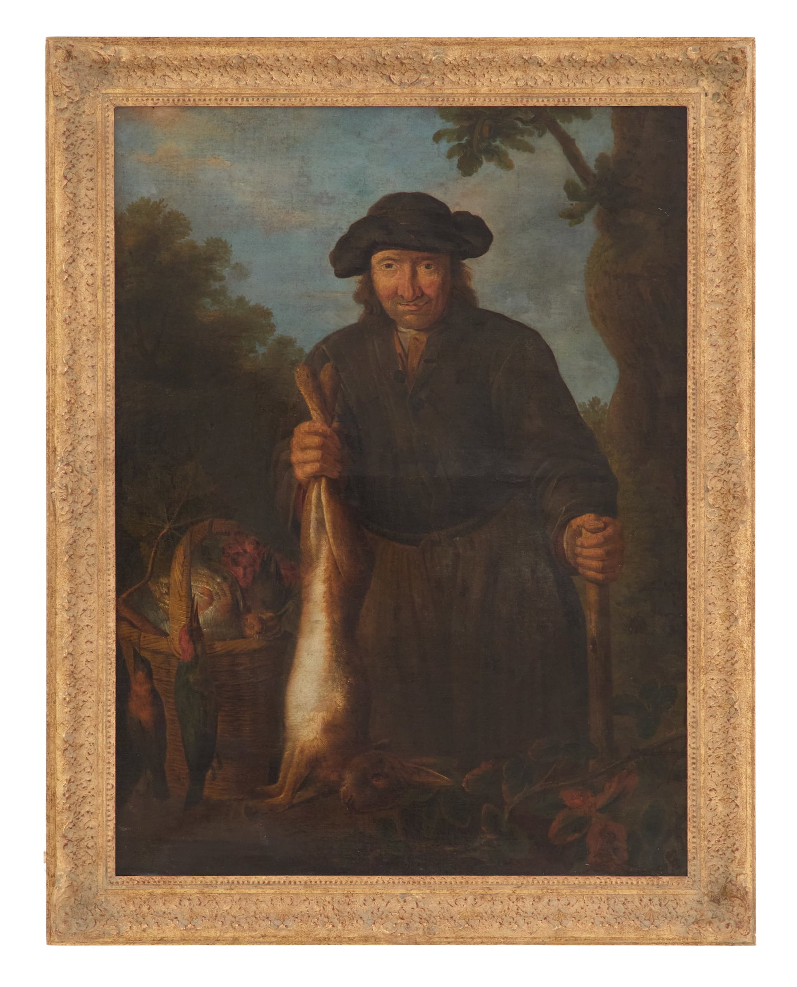 Manner of Nicasius Bernaerts (Flemish, 1620-1678): Manner of Nicasius Bernaerts (Flemish, 1620-1678) "The Trapper", 19th century oil on canvas unsigned. Framed. 52-1/2" x 39", framed 62" x 48" Provenance: The collection of Clarence G. Ochsner,