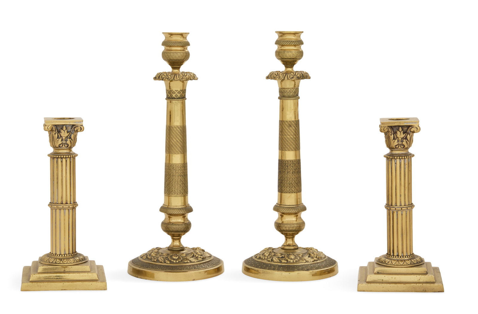 Two Pairs of French Brass Candlesticks (1 of 2)