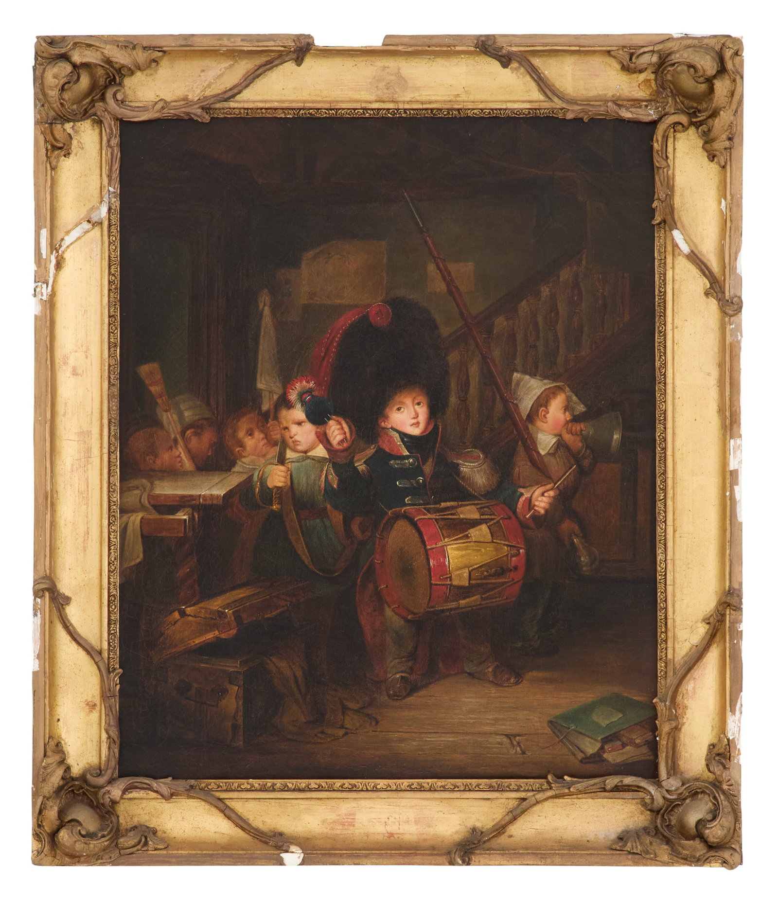 British School (19th Century): British School 19th Century "The Little Drummer Boy" oil on canvas unsigned. Framed. 22" x 18-1/4", framed 26-3/4" x 22-3/4" Provenance: The Estate of Stella R. Sharp, Natchez, Mississippi.