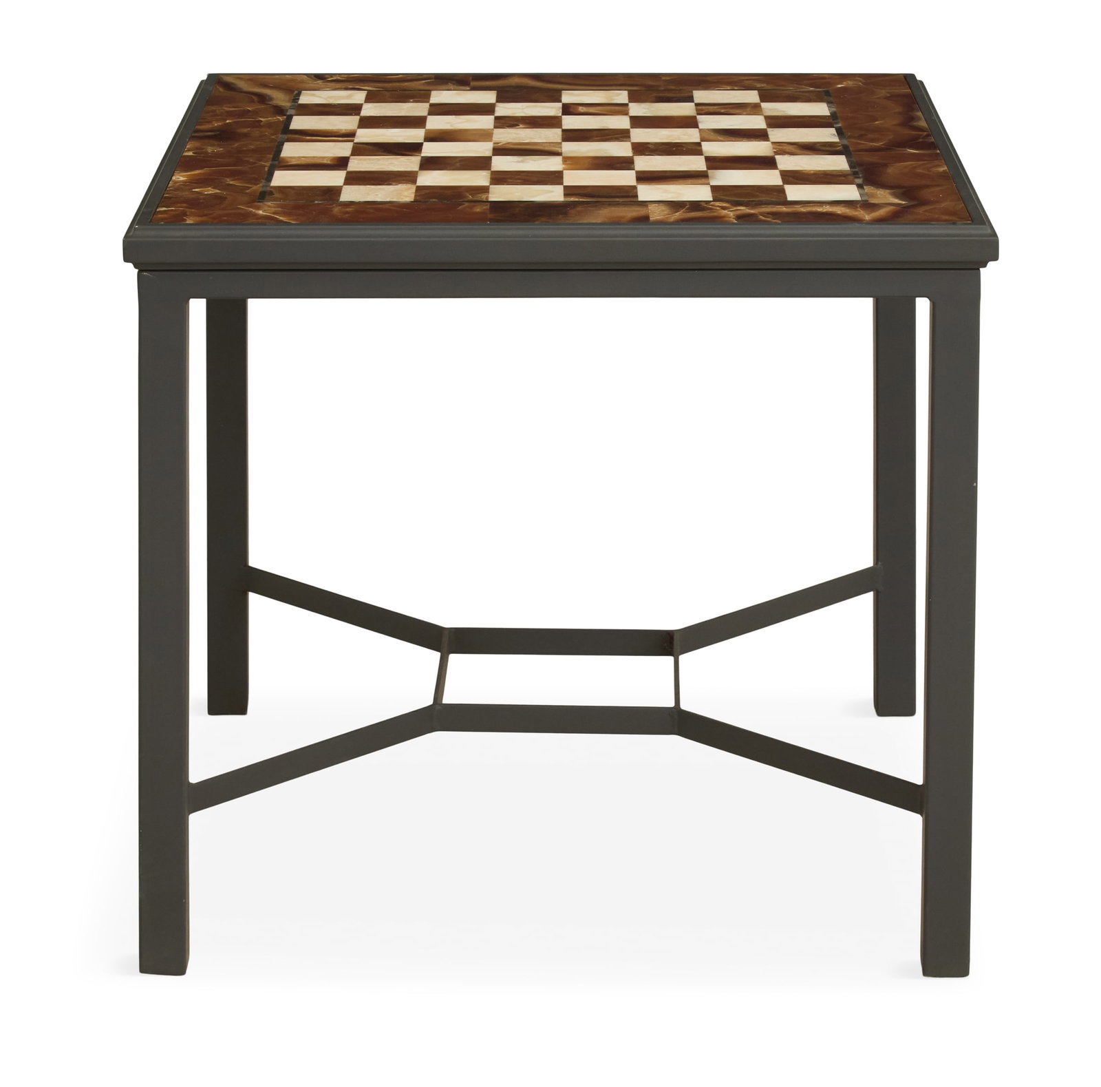 Onyx and Metal Checkerboard/Chess Table (1 of 3)