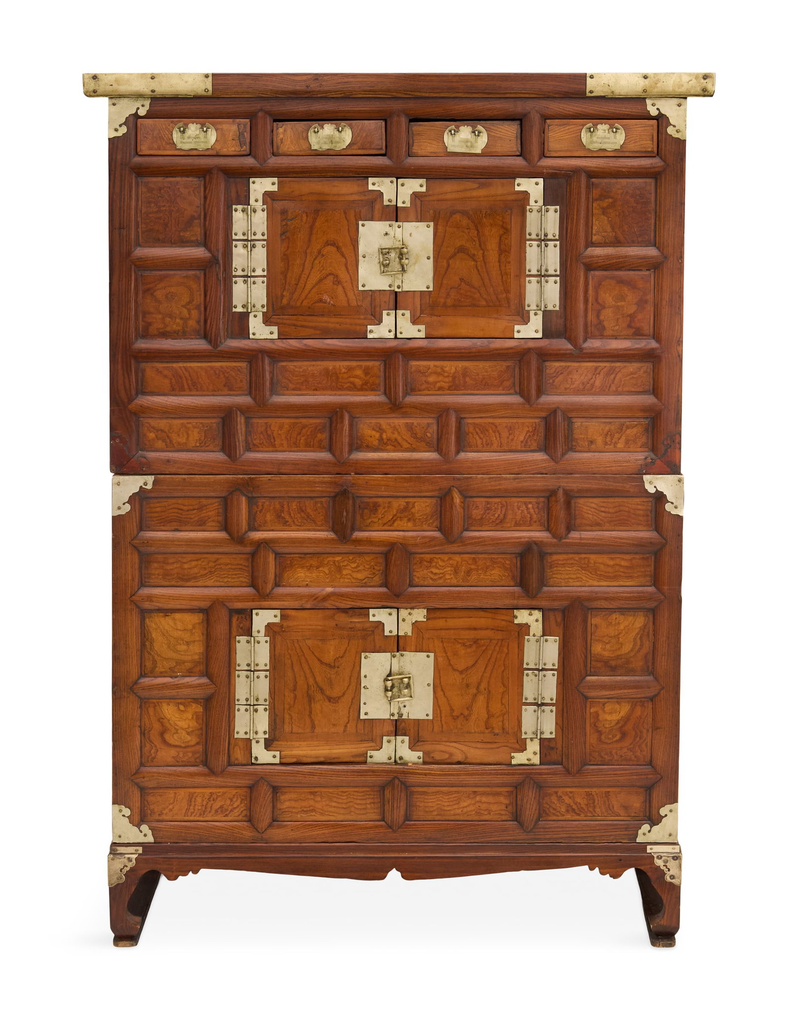 Korean Metal-Mounted Elm Burl Chest-on-Chest (1 of 3)