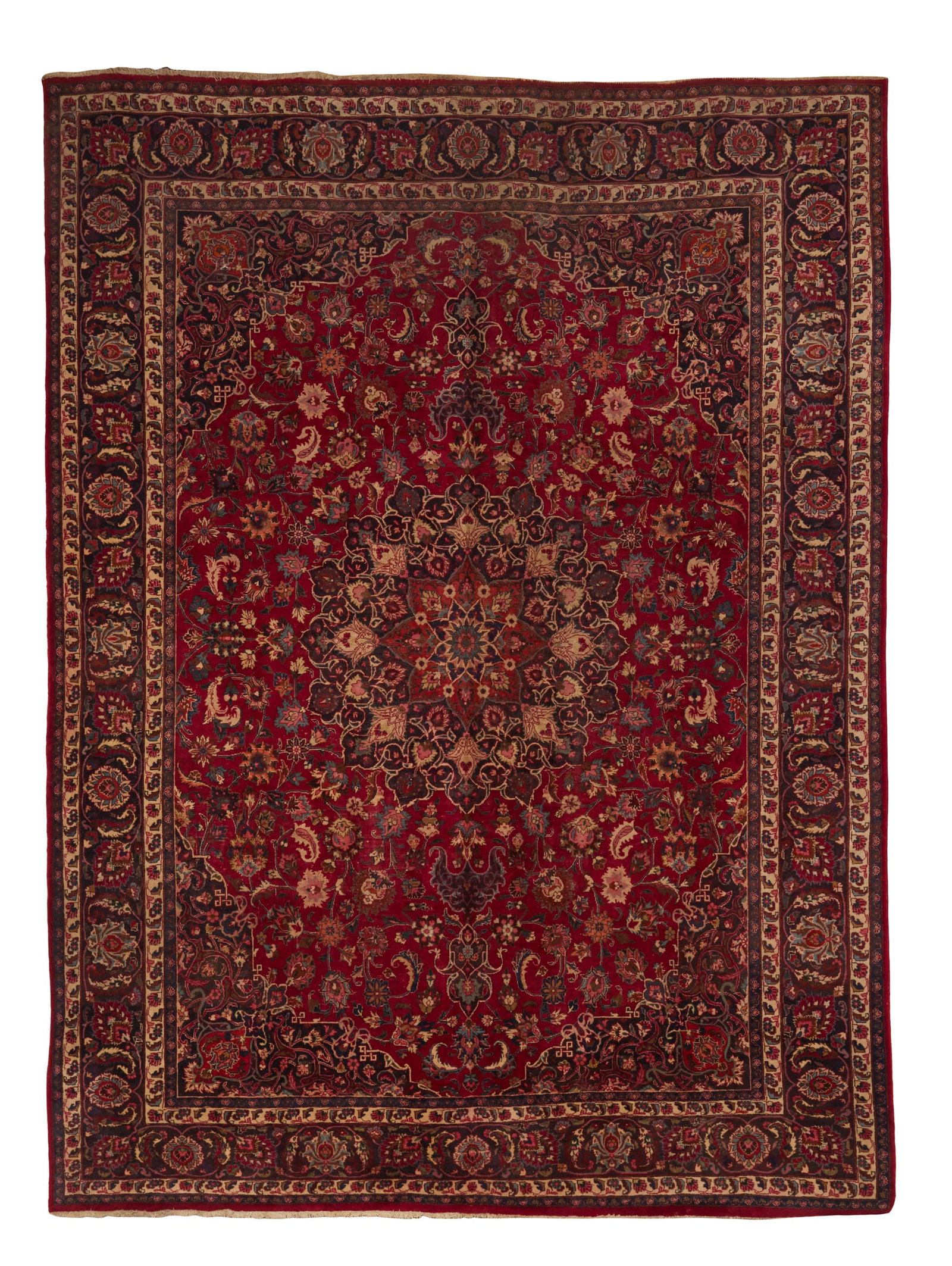 Semi-Antique Tabriz Carpet: Semi-Antique Tabriz Carpet 9' 5" x 12' 11" Provenance: Kevin Stone Antiques, The Collection of Kevin Stone & Mark Diamond.
