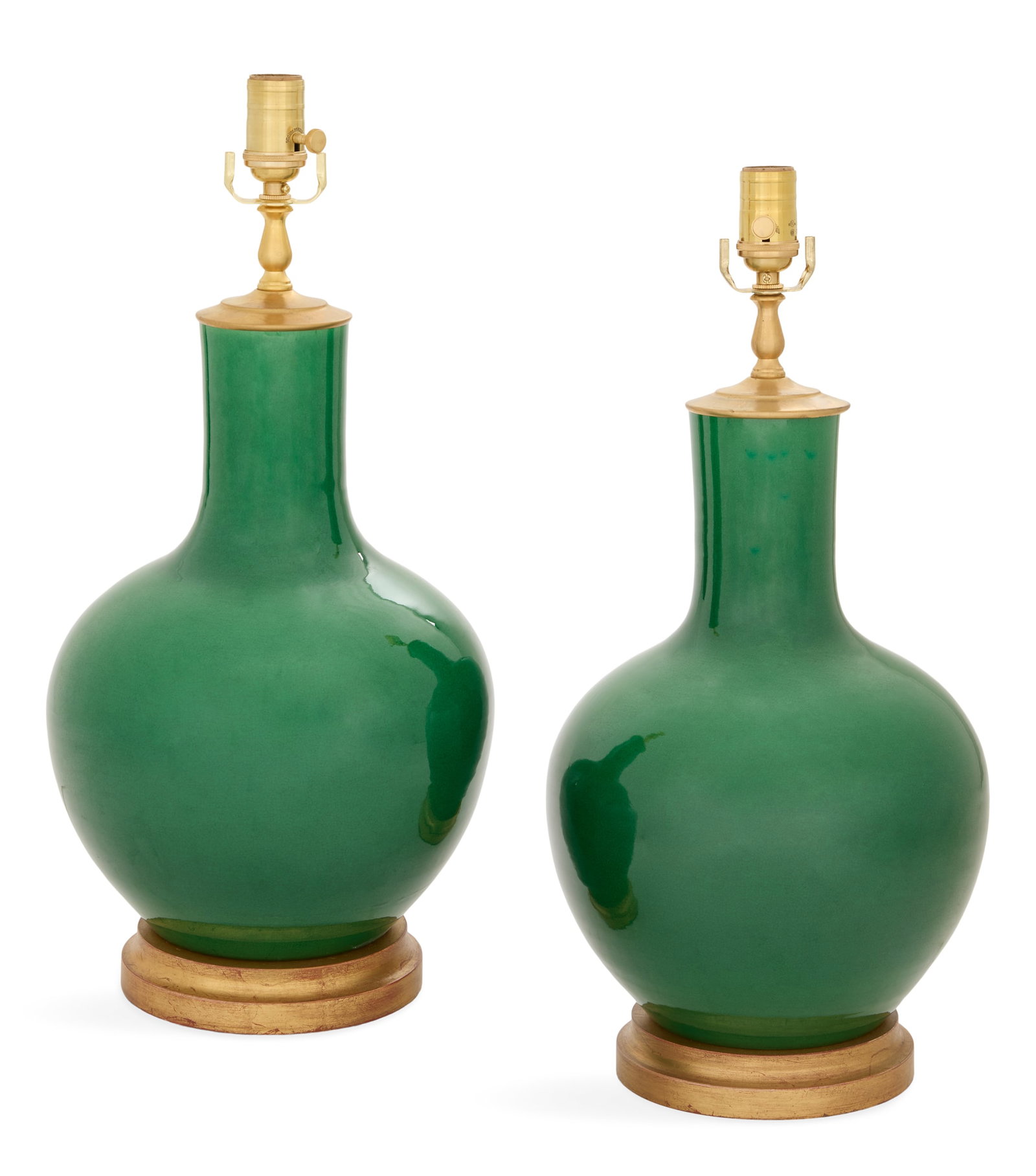 Pair of Chinese Famille Verte Vase Lamps (1 of 2)
