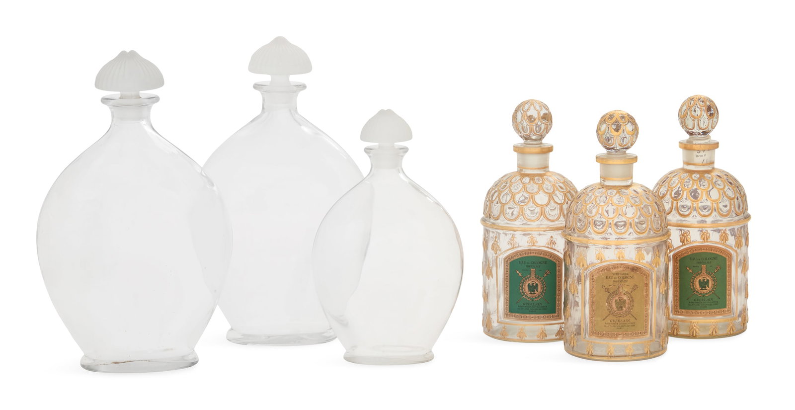 Six Guerlain Molded Glass Cologne Bottles (1 of 5)
