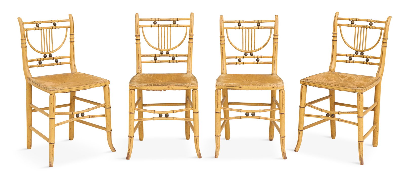 Four Aesthetic Stenciled Faux Bamboo Side Chairs (1 of 4)
