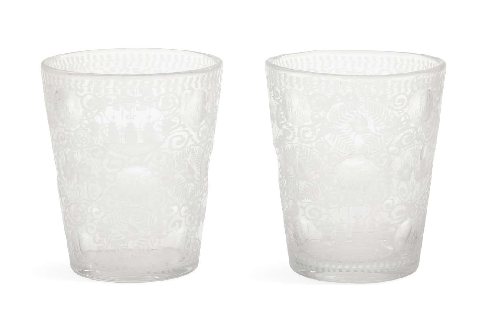 Pair of Bohemian Engraved Flip Glasses (1 of 1)