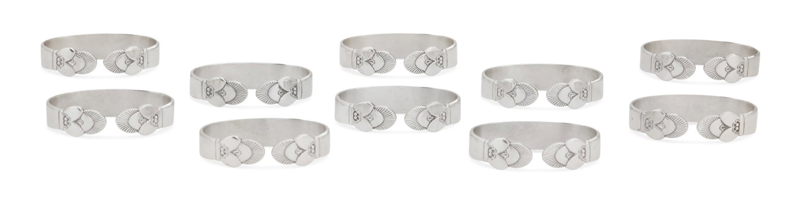 Ten Georg Jensen "Cactus" Sterling Napkin Rings (1 of 3)