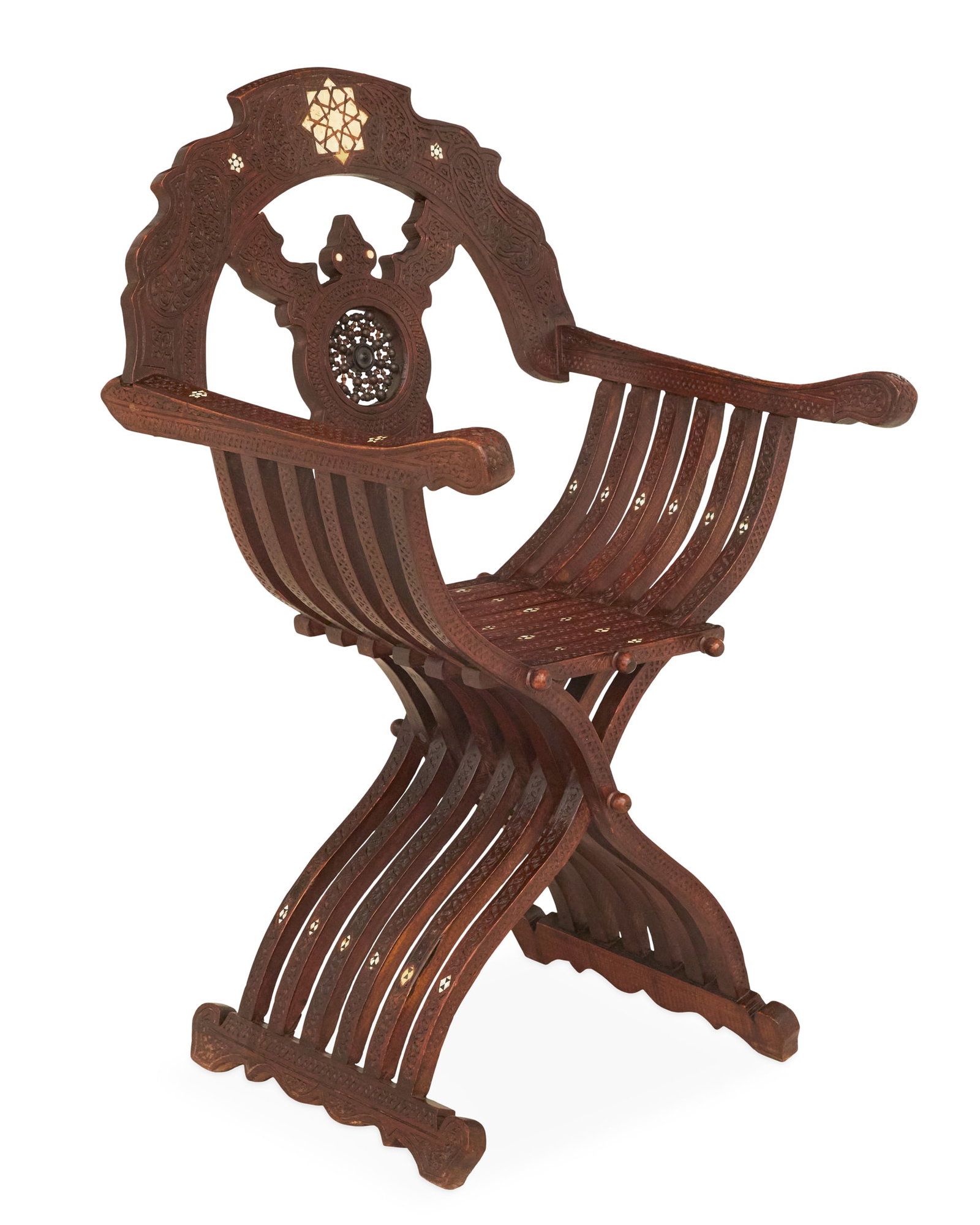 Serbian Mother-of-Pearl-Inlaid Savonarola Chair (1 of 4)