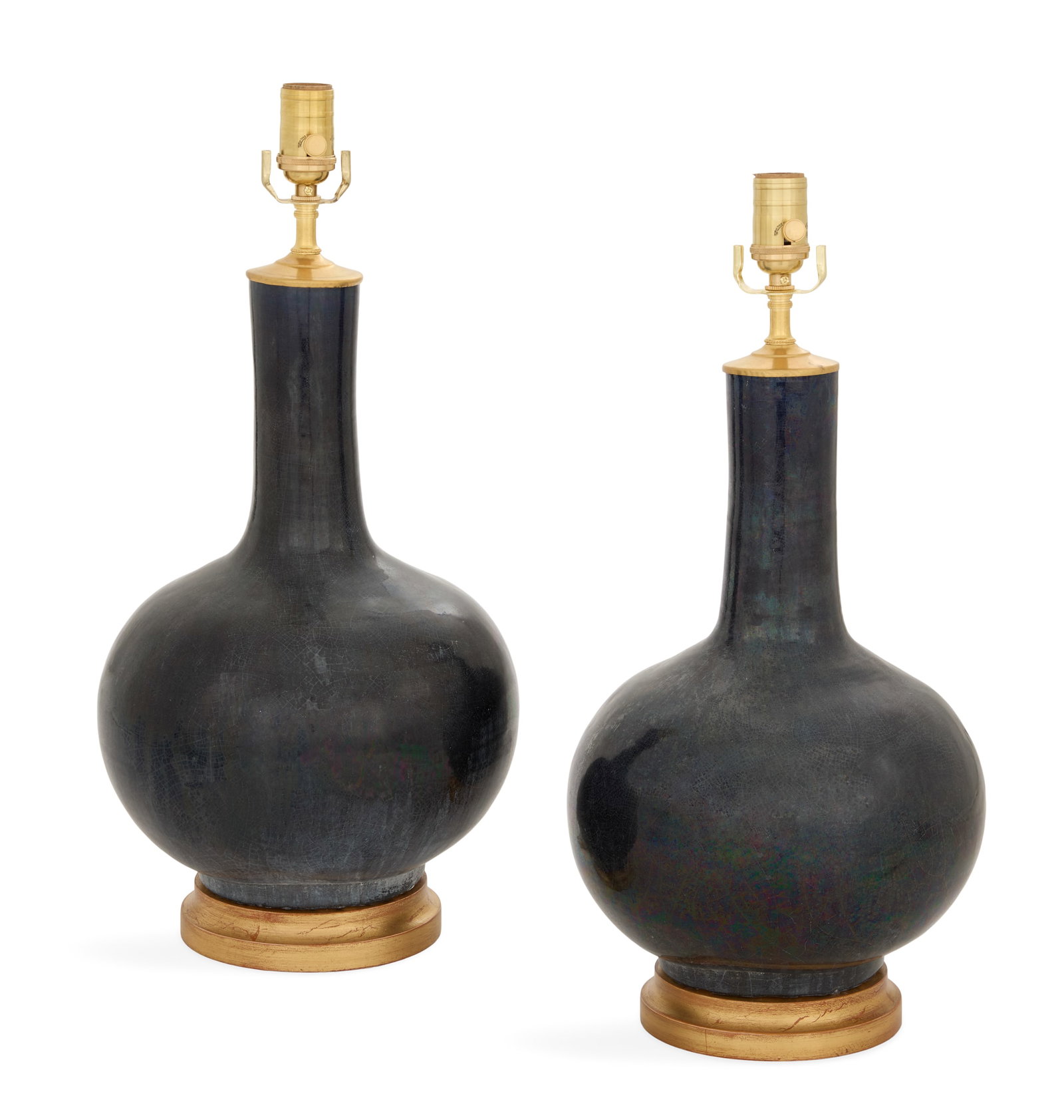 Pair of Chinese Famille Noir Porcelain Vase Lamps (1 of 2)
