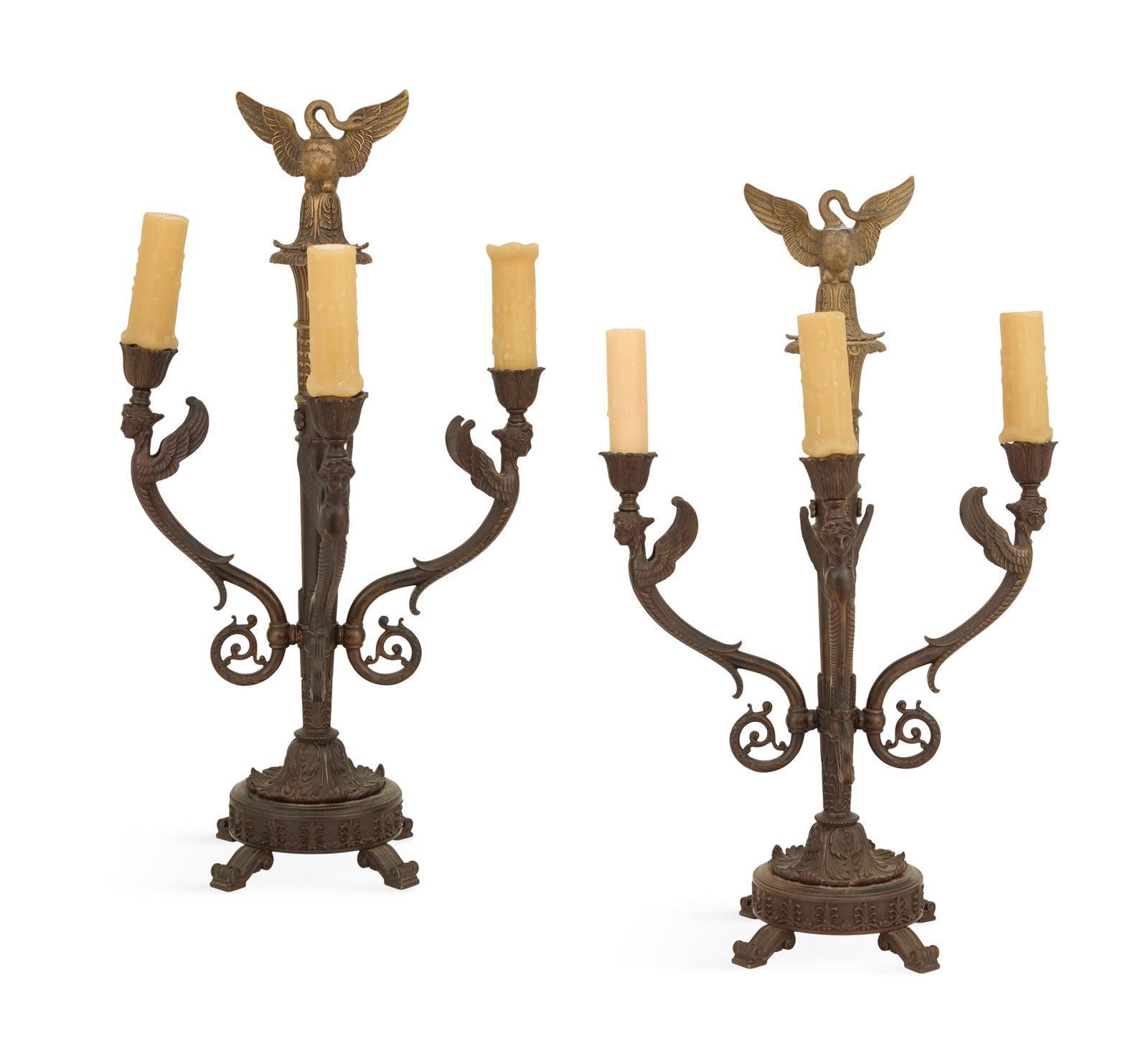 Pair of French Empire Revival Bronze Candelabra (1 of 2)