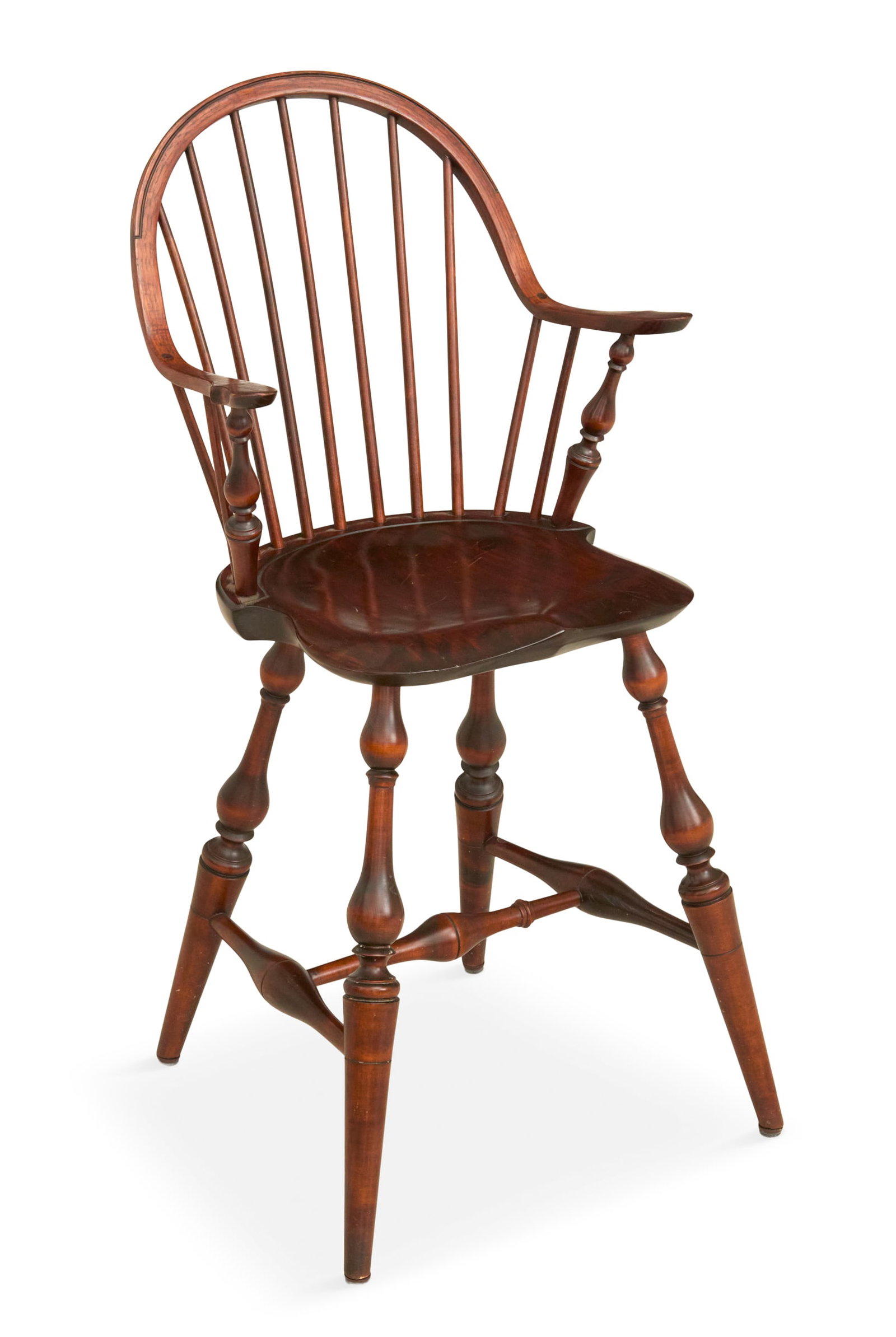 Hickory and Maple Child's Windsor Chair: Hickory and Maple Child's Windsor Chair 20th century, in the 18th-century style, the continuous armchair labeled by Douglas R. Dimes, Pittsfield, New Hampshire. h. 35-1/2", w. 17", d. 14-1/2"