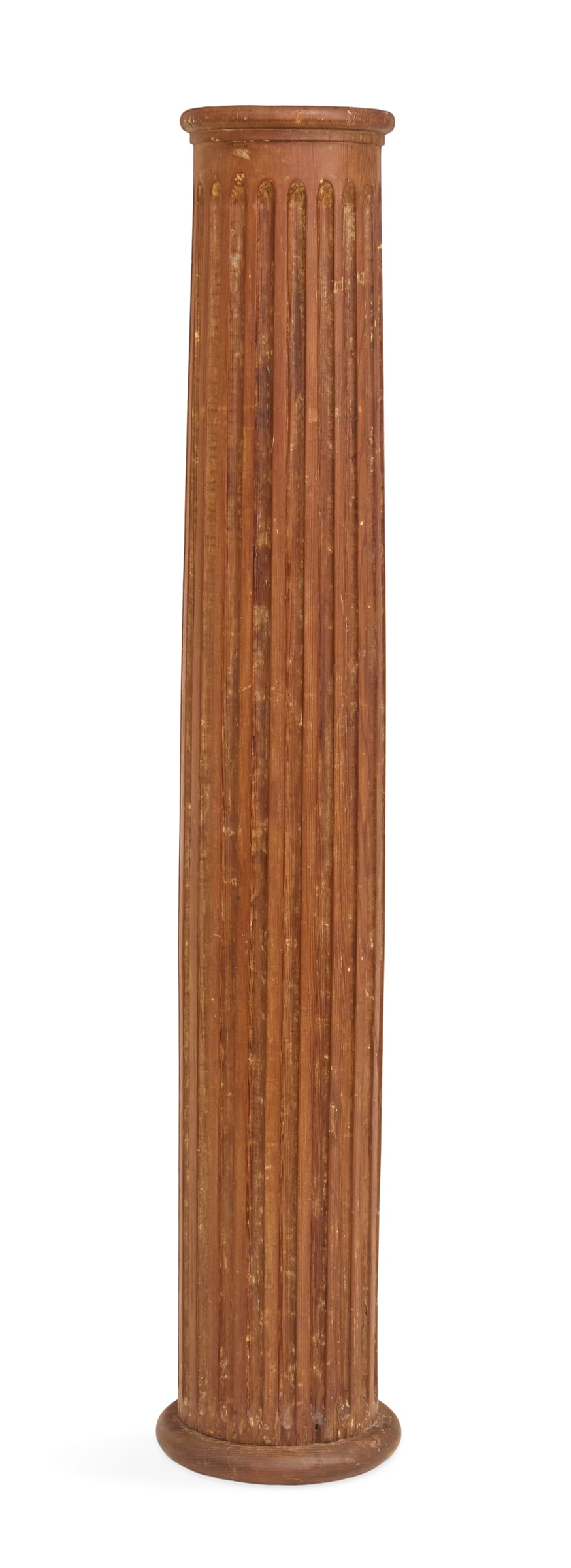 Southern Yellow Pine Column-Form Pedestal: Southern Yellow Pine Column-Form Pedestal ca. 1900, the fluted pedestal with a turned cap and base. h. 60-3/4", dia. 9-1/2" Provenance: The collection of Clarence G. Ochsner, Wabasha, Minnesota.