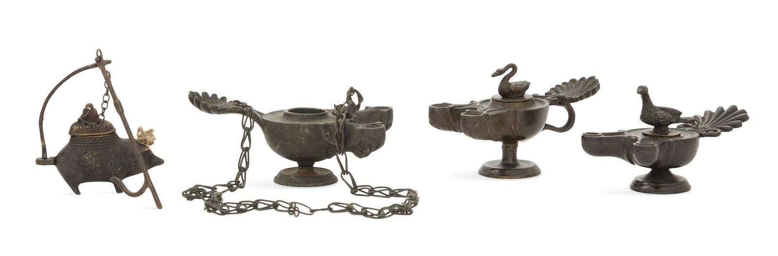 Four Italian Bronze Grand Tour Oil Lamps (1 of 2)