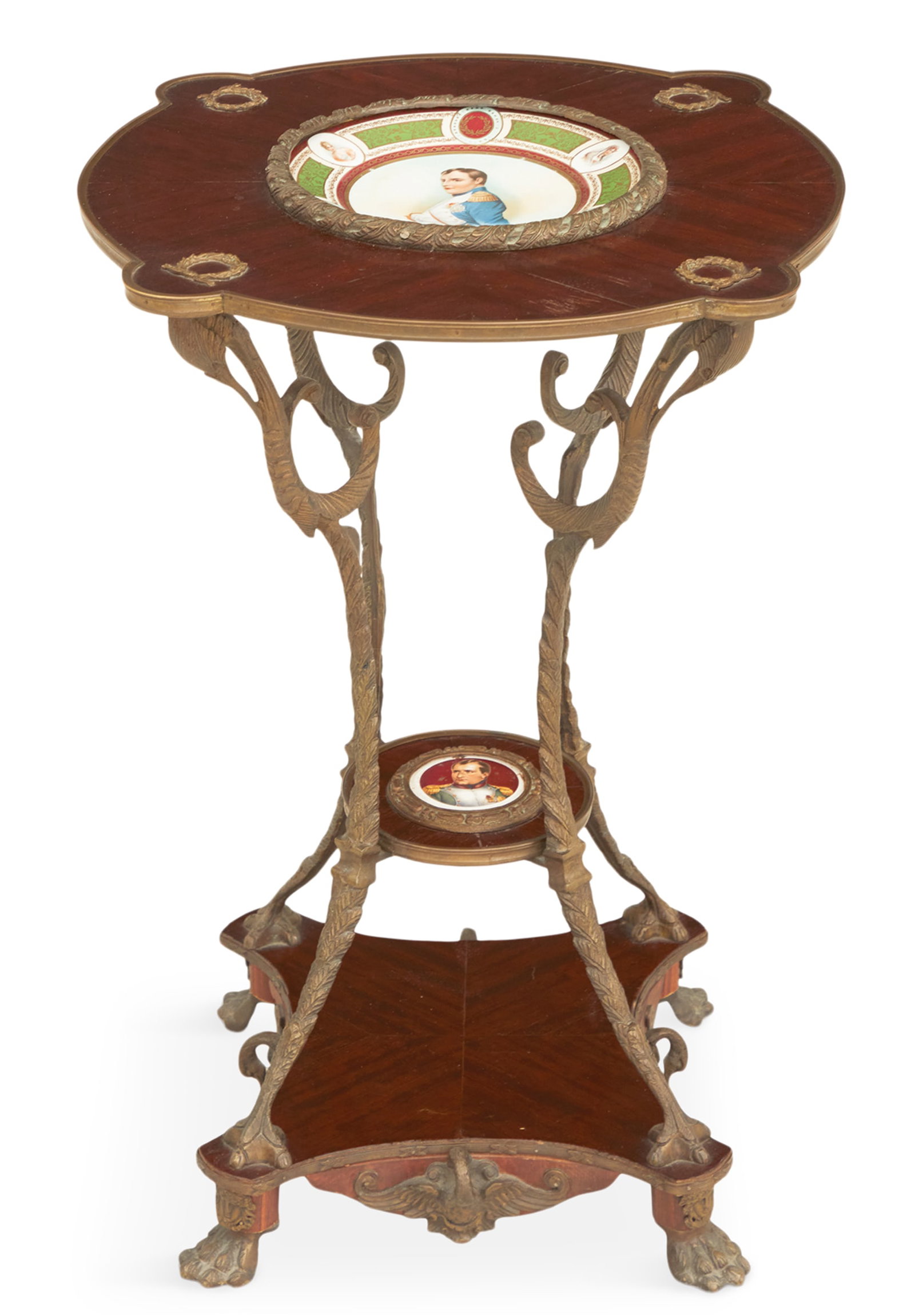 French Porcelain and Mahogany-Veneered Table (1 of 4)