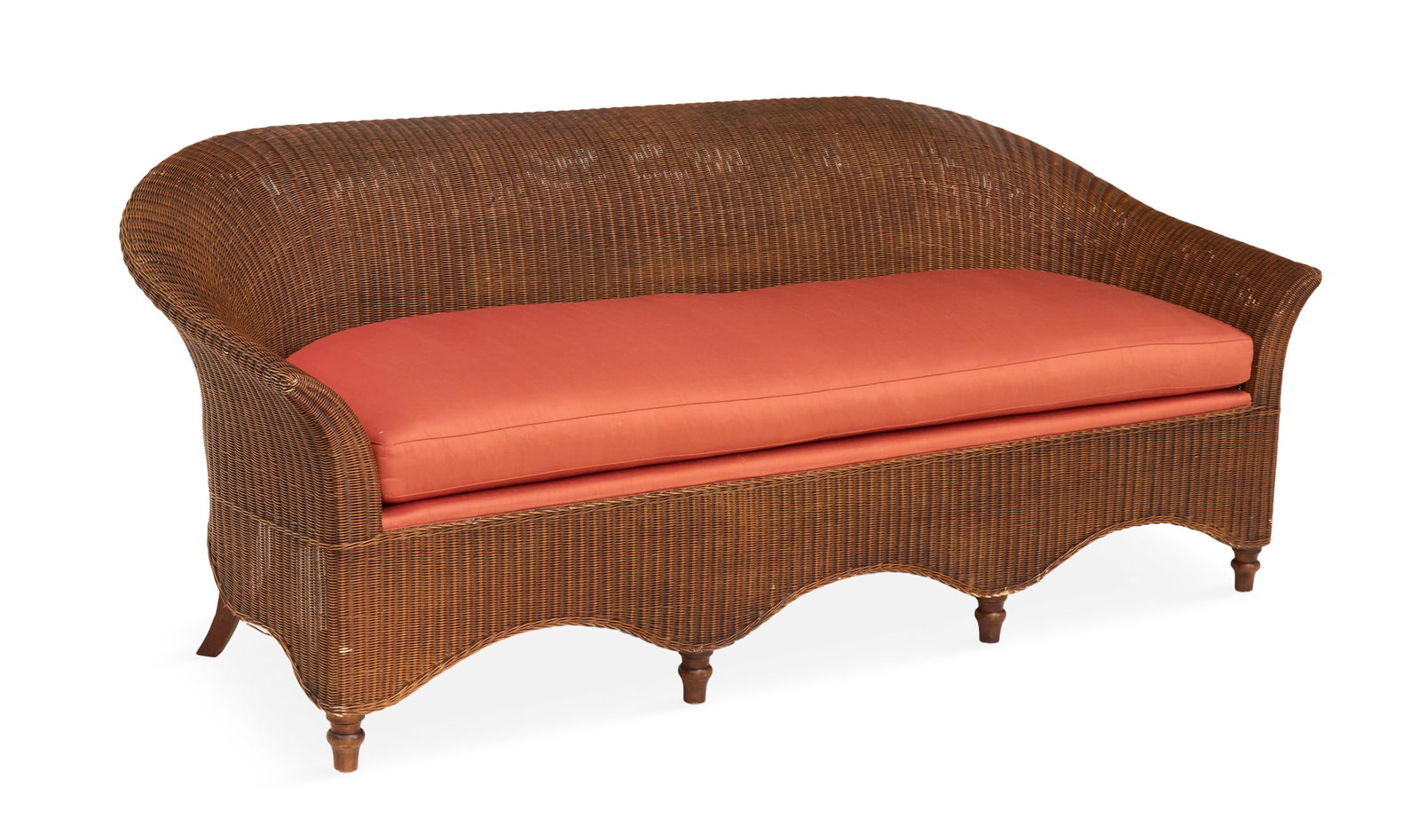 Large Stained Wicker Sofa - 2