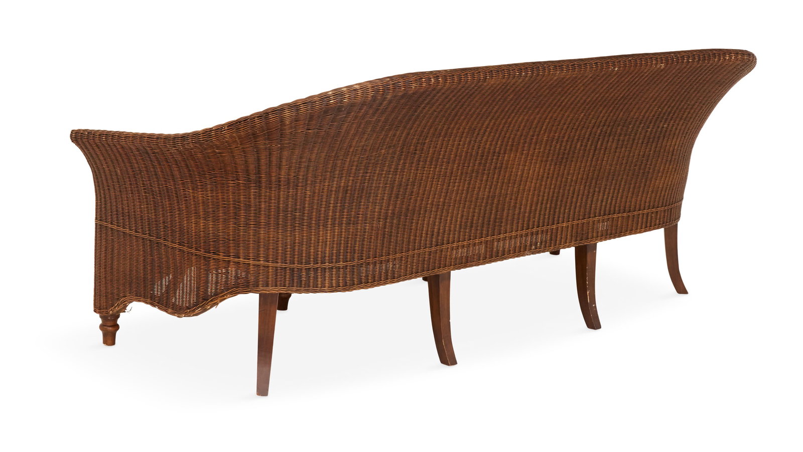Large Stained Wicker Sofa - 3