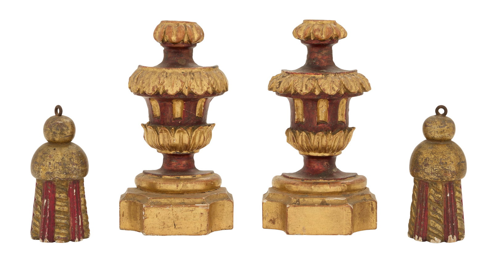 Four Parcel-Giltwood and Carmine Lustre Elements (1 of 3)