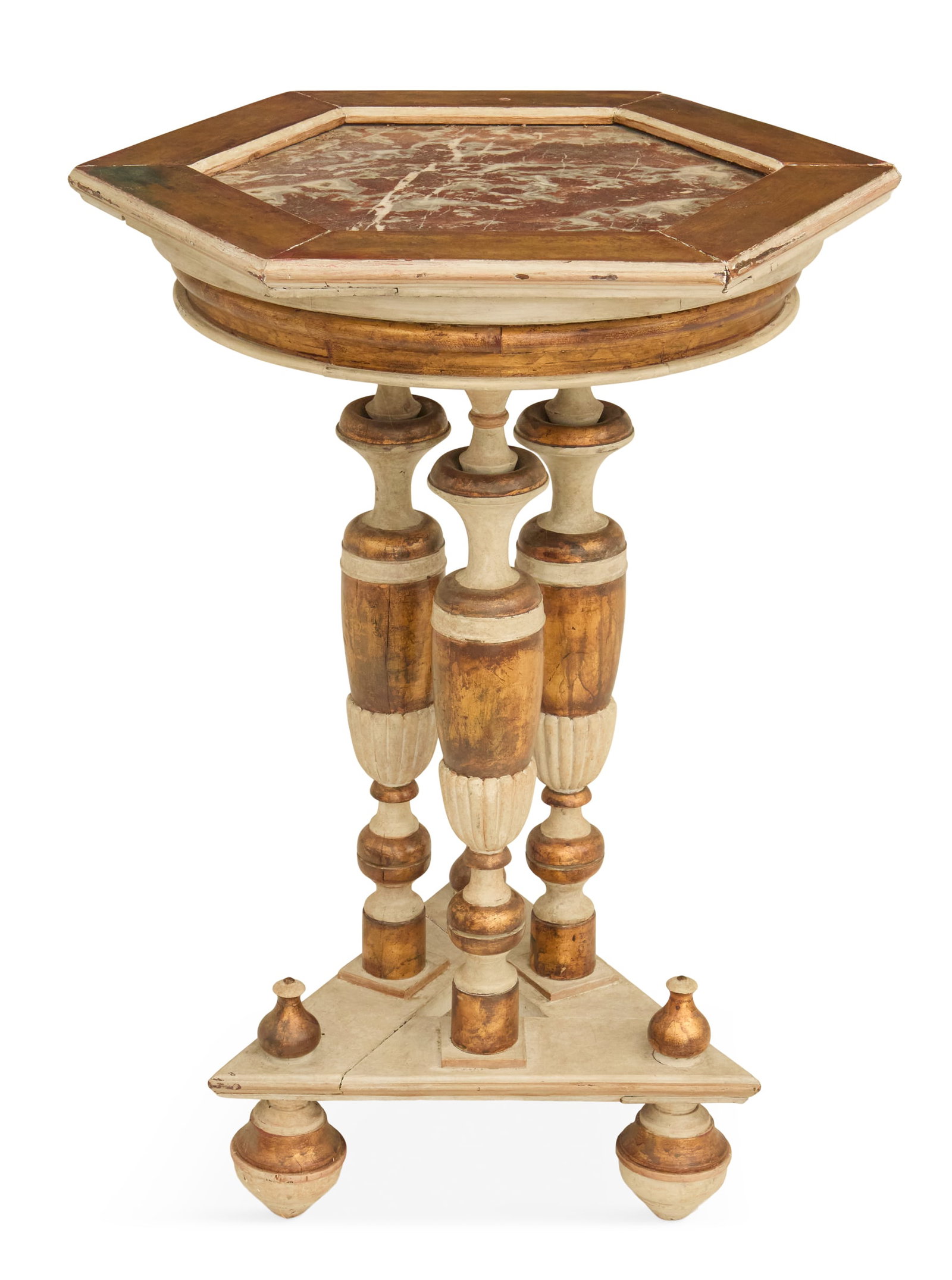 Unusual Italian Wooden and Marble-Top Side Table (1 of 2)