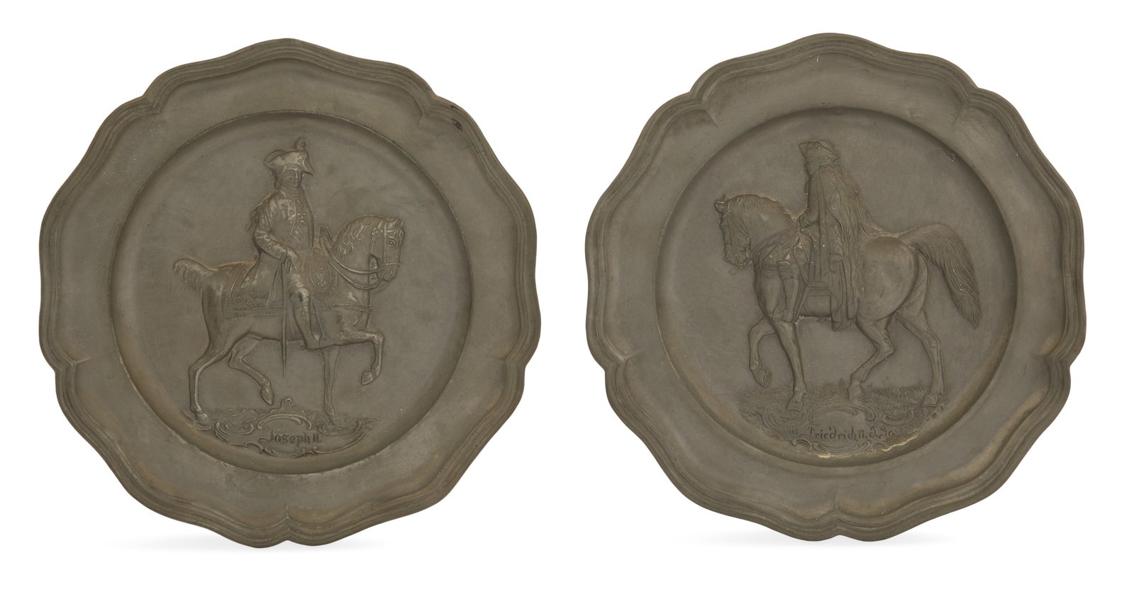 Pair of German Zinnengel Pewter Hanging Plates (1 of 1)