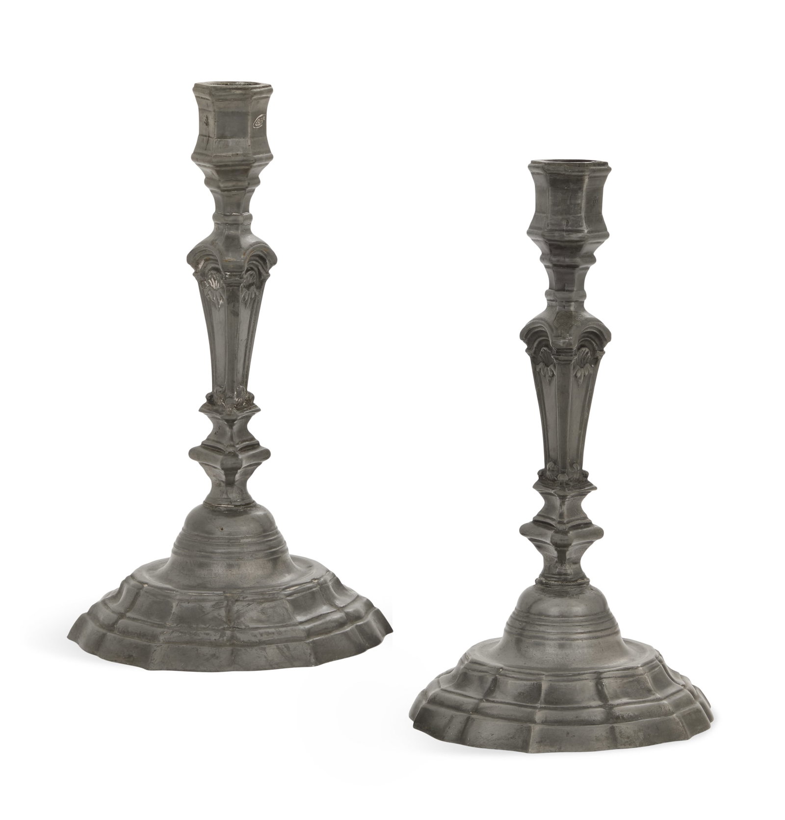 Pair of French Pewter Candlesticks (1 of 3)