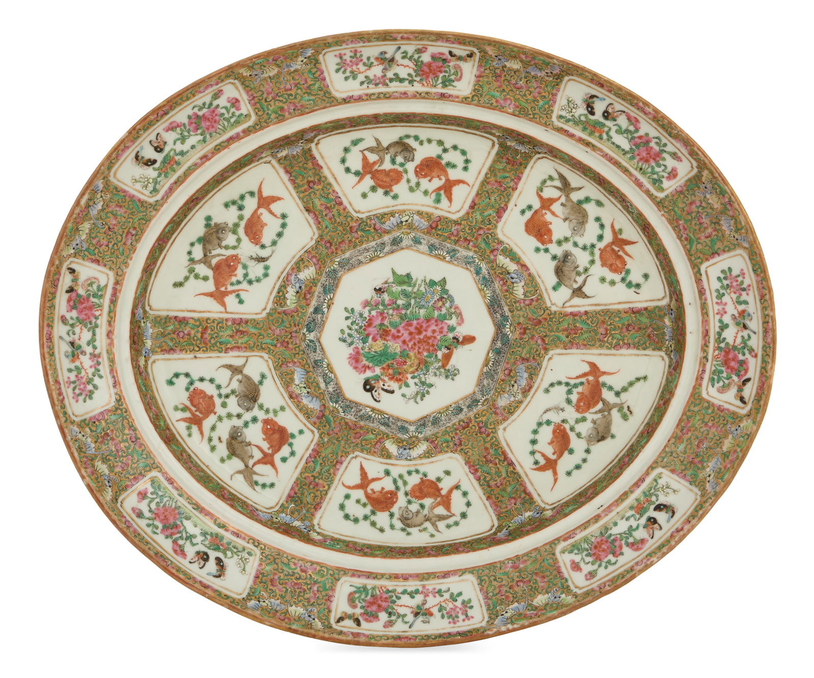 Unusual Chinese Rose Medallion-Style Platter (1 of 2)