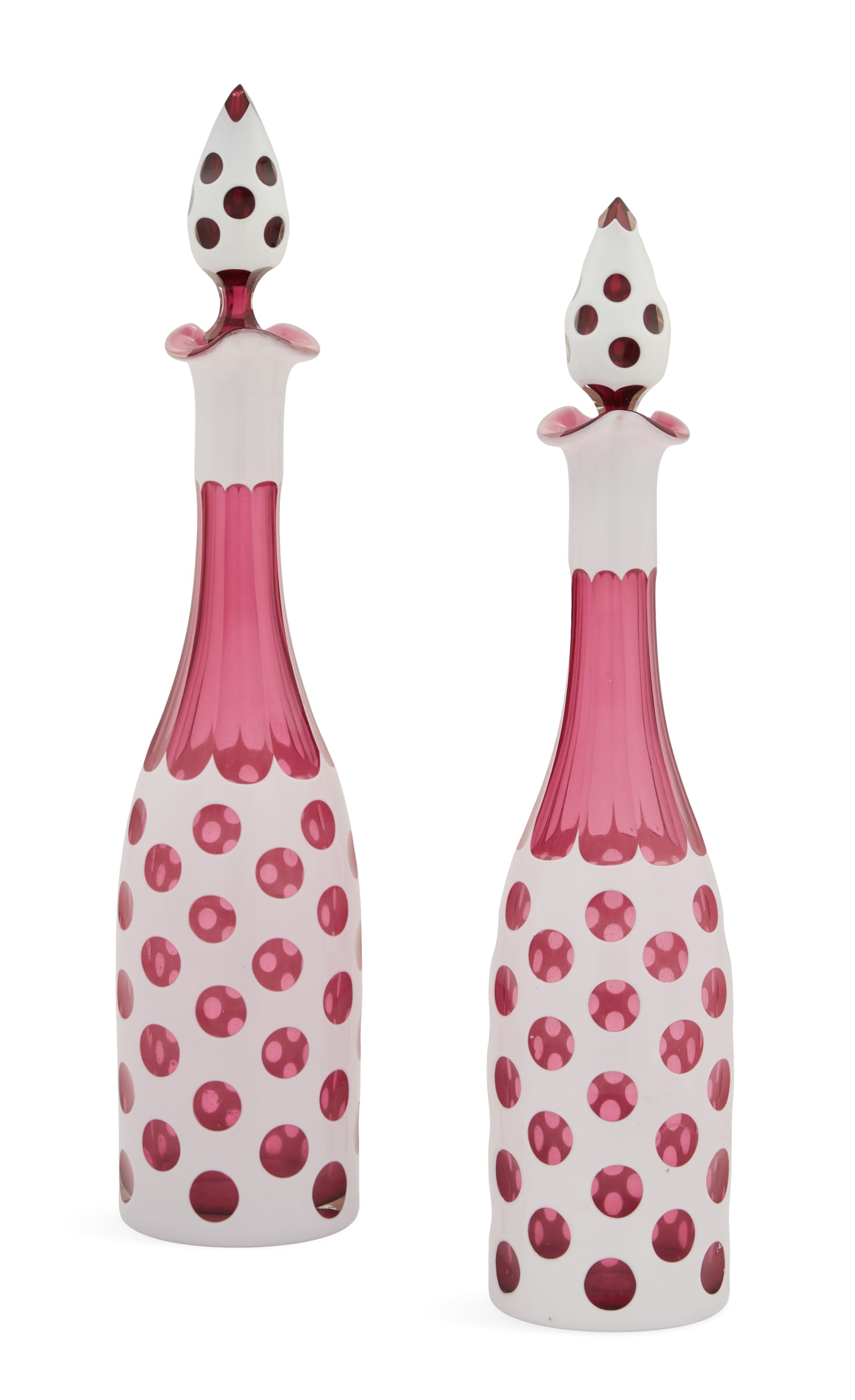 Pair of Bohemian Overlay Glass Decanters (1 of 3)