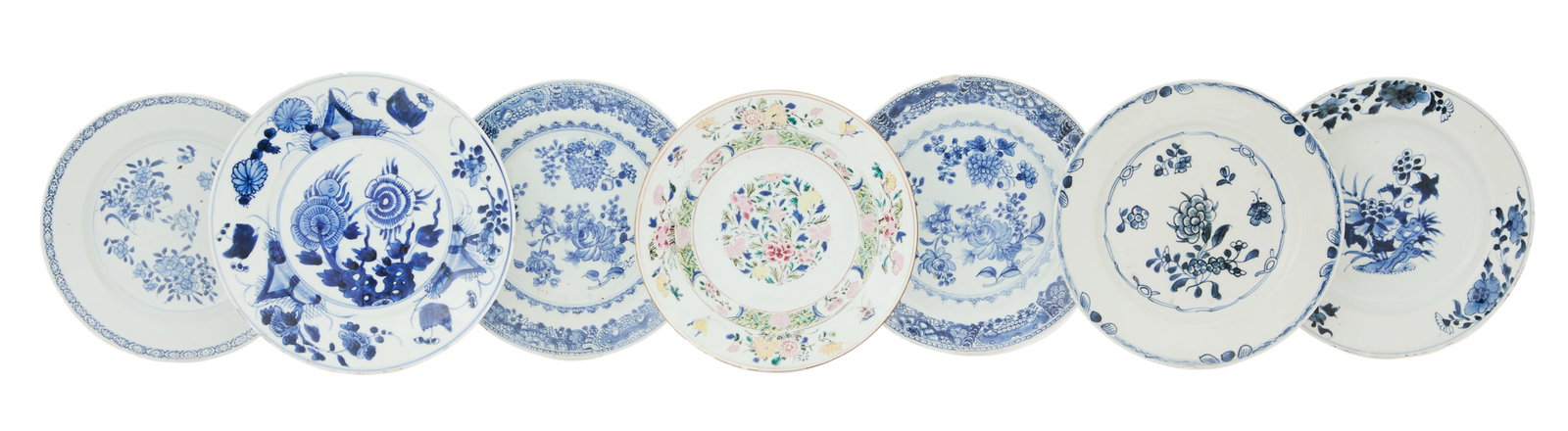 Seven Chinese Export Porcelain Dinner Plates (1 of 2)