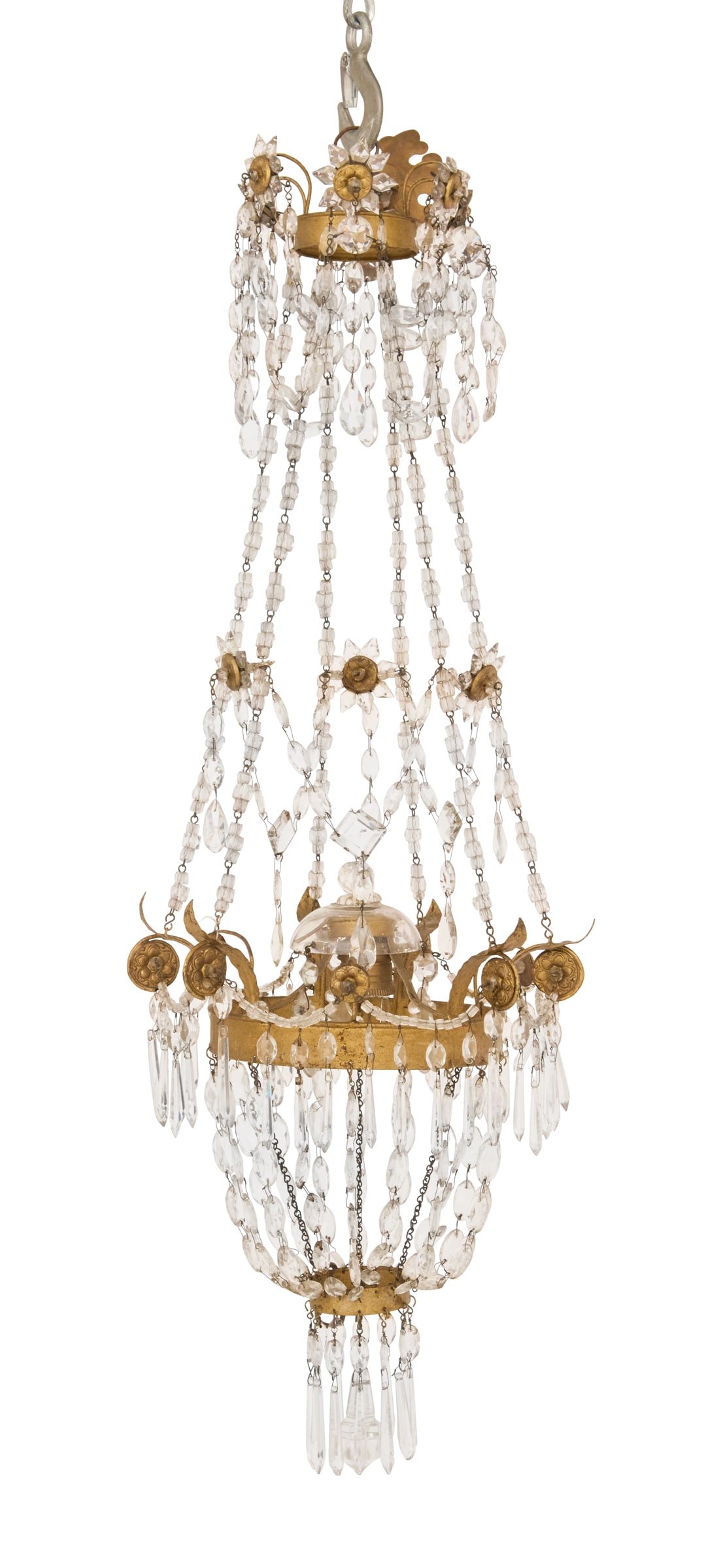 Petite Italian Tole and Crystal Basket Chandelier (1 of 1)