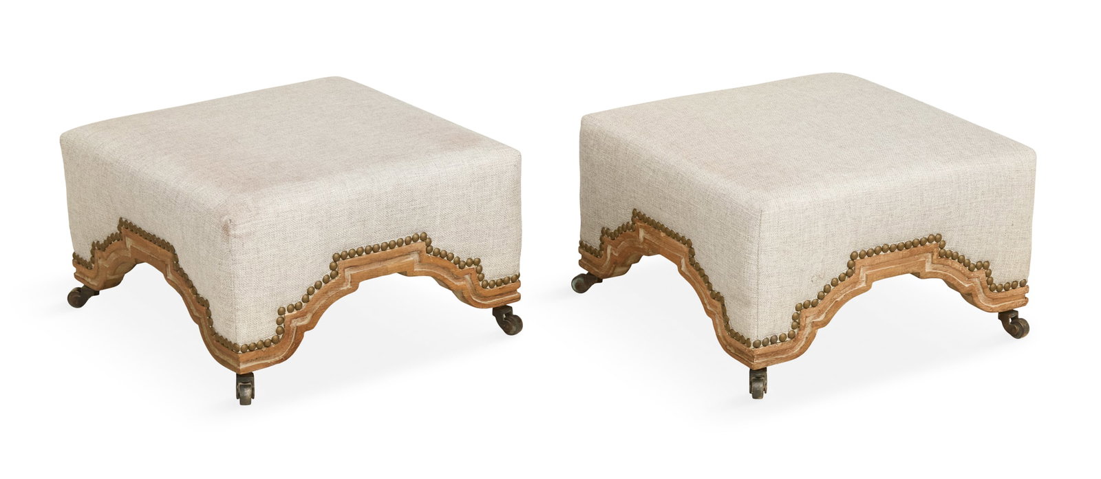 Pair of English Pickled Oak Footstools (1 of 2)
