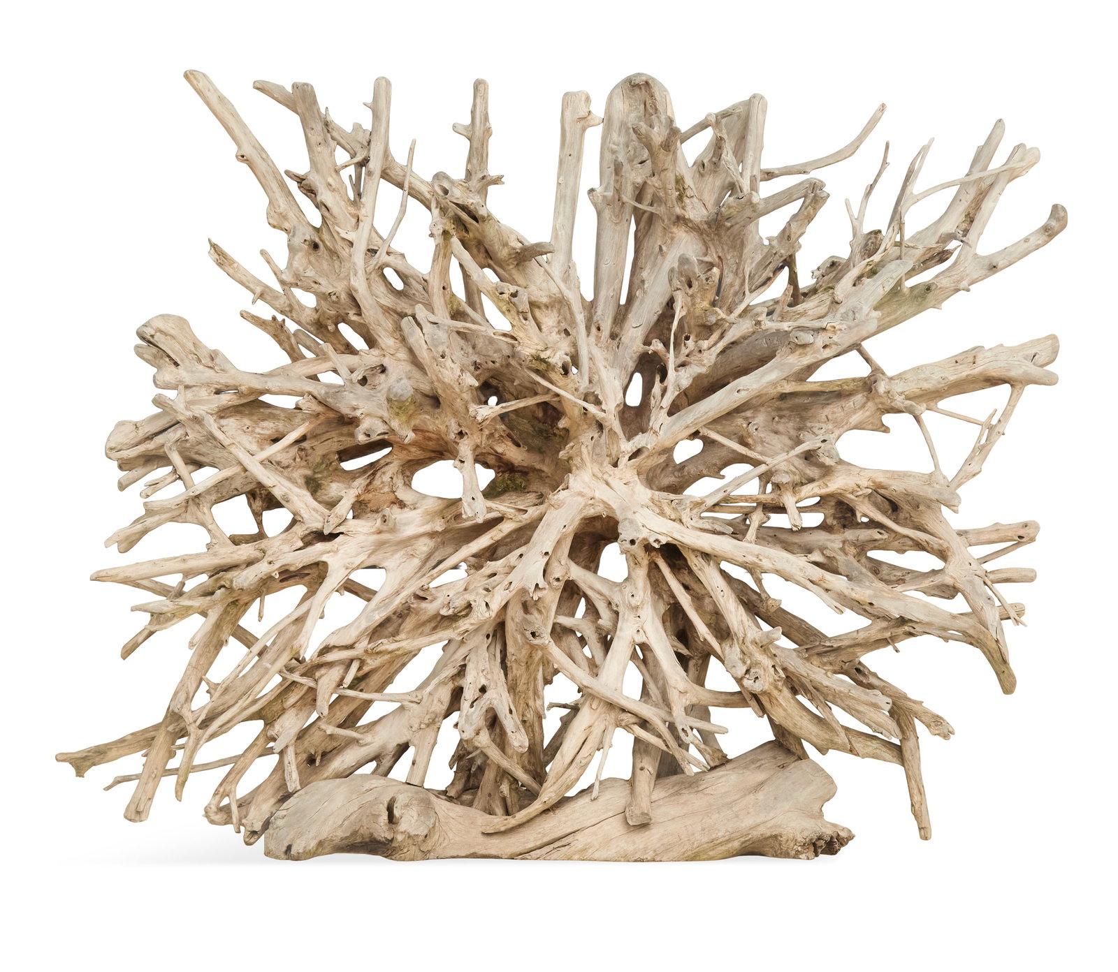 Monumental Teak "Driftwood" Sculpture: Monumental Teak "Driftwood" Sculpture composed of silvery weathered wood, artfully assembled into an impressive composition. h. 90-1/2", w. 107", d. 20"