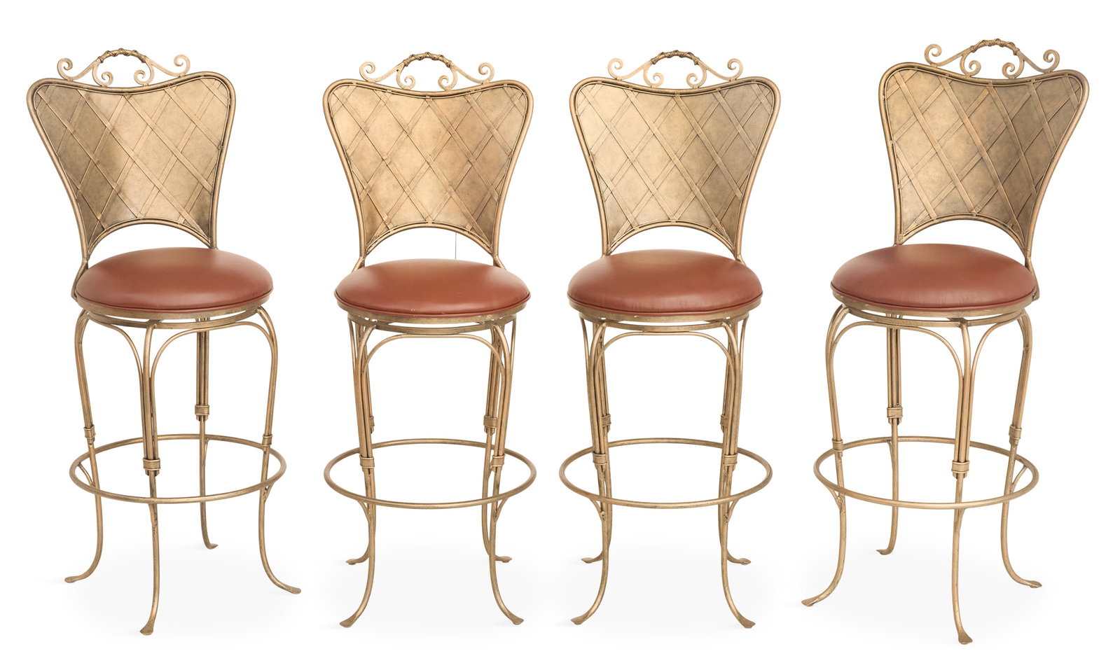 Four Contemporary Iron Swivel Bar Stools (1 of 4)