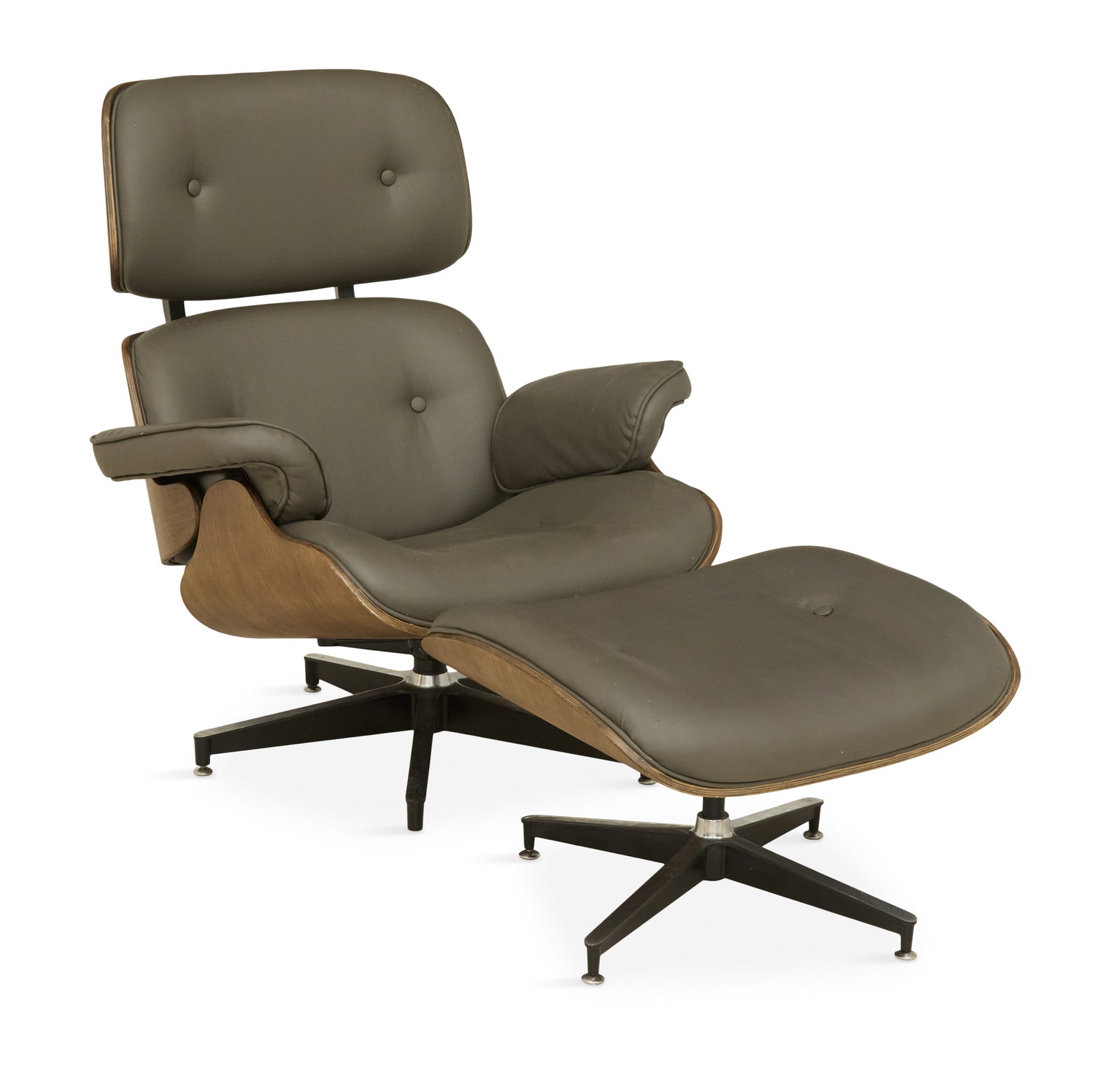 Mid-Century Modern Leather Lounge Chair & Ottoman (1 of 2)
