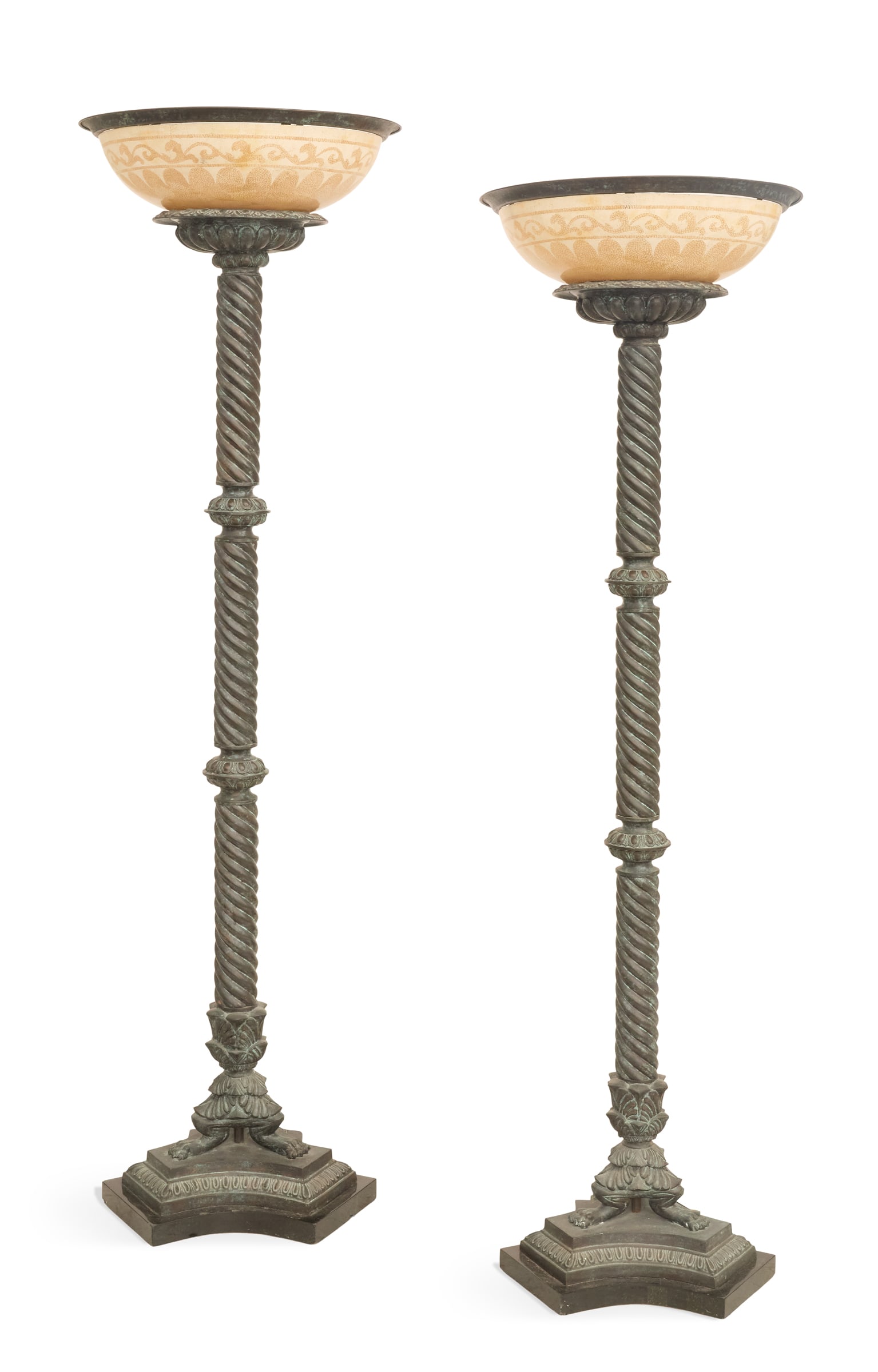 Pair of Bronze and Marble Floor Lamps (1 of 2)