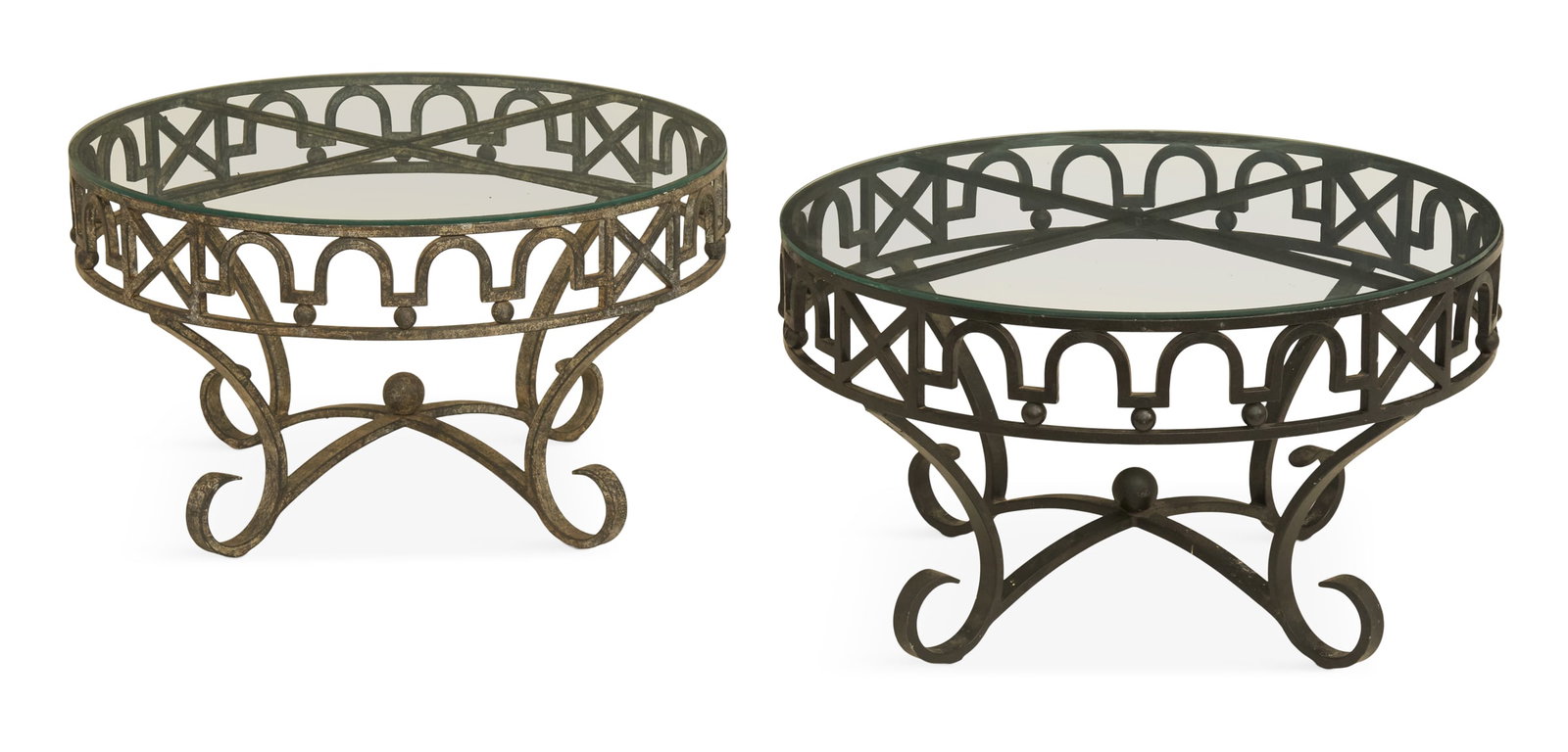 Pair of Wrought-Iron & Glass-Top Cocktail Tables (1 of 2)