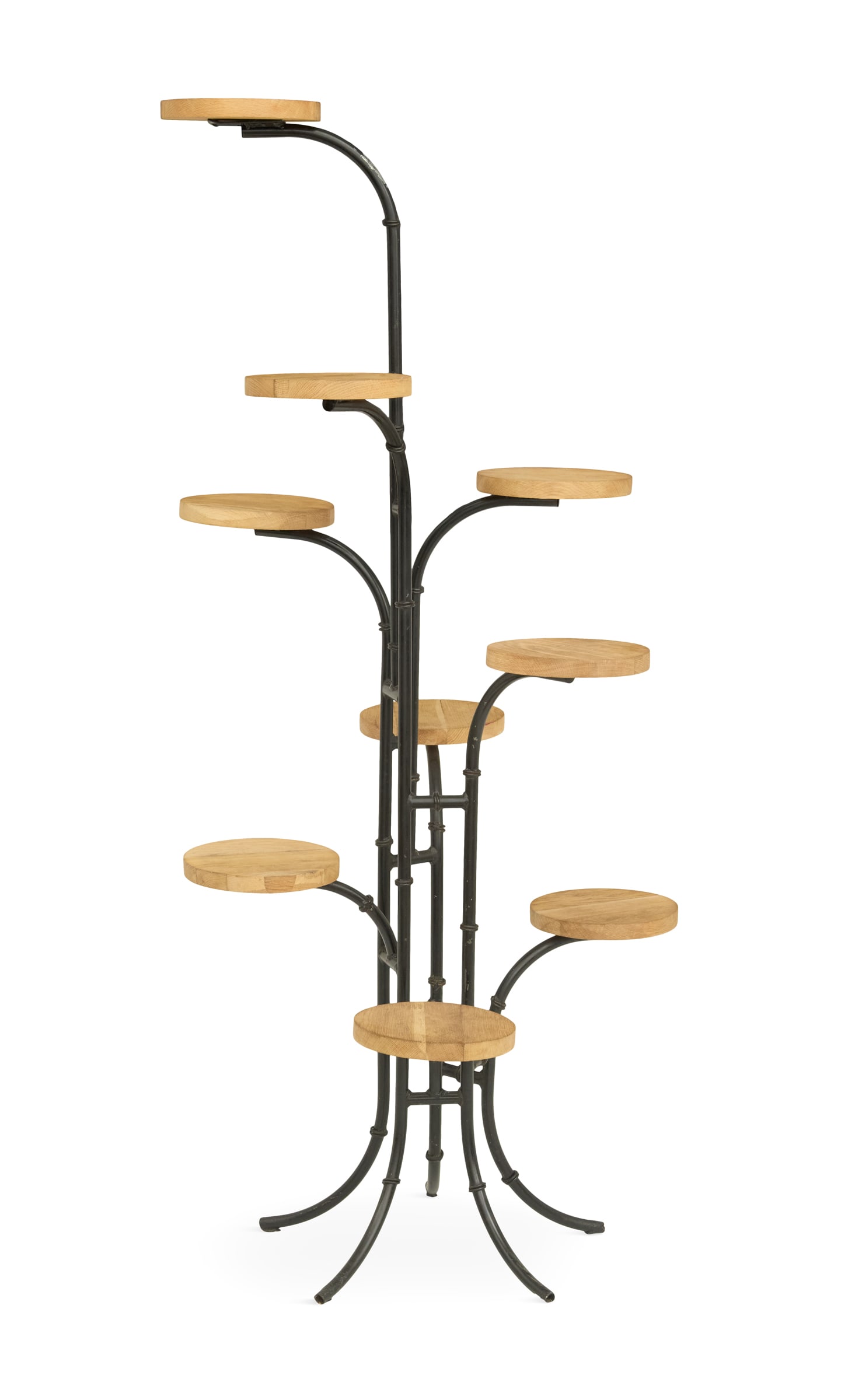 Enameled Metal and Oak Plant Stand (1 of 2)